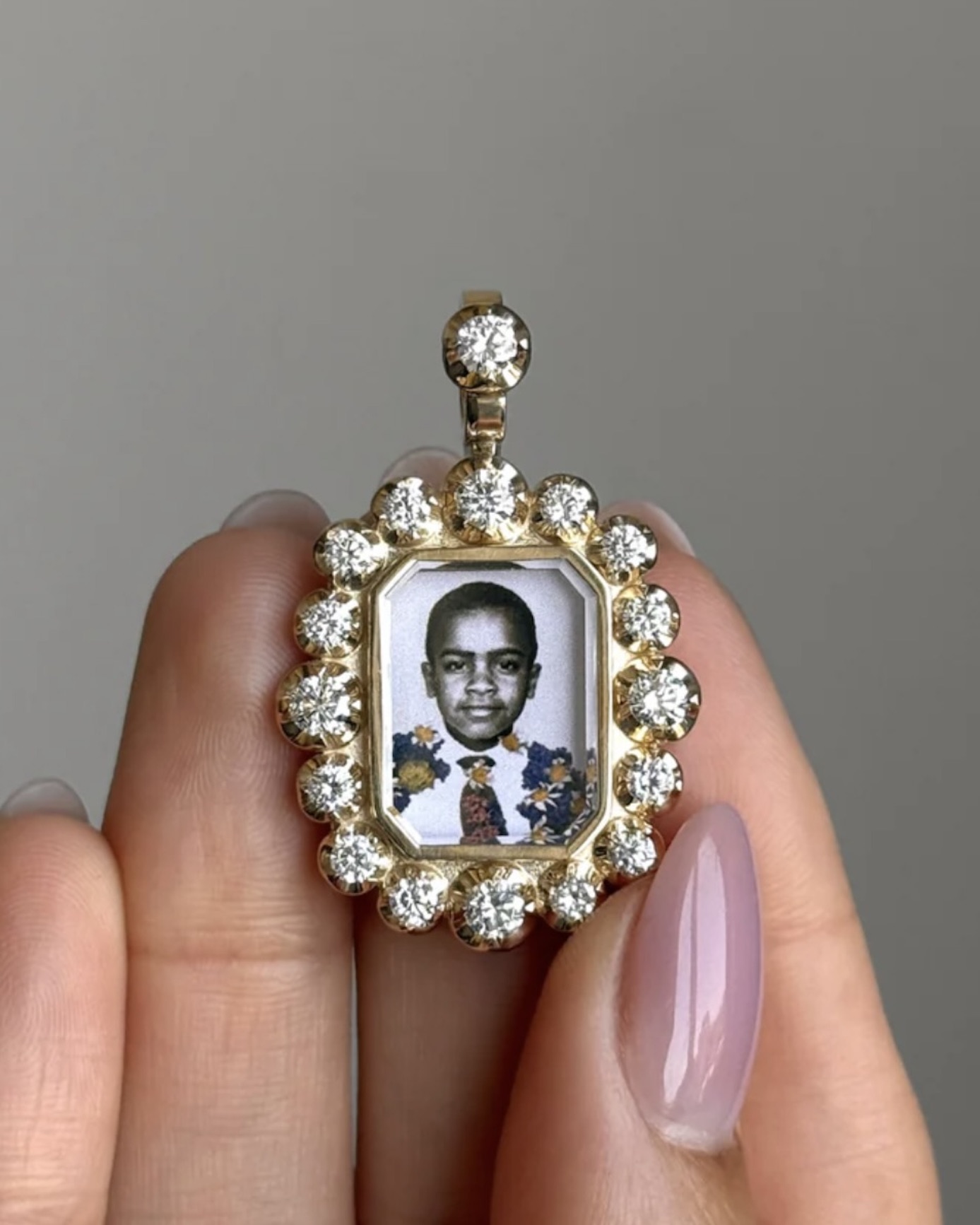 Mourning Jewelry Maggi Simpkins Crown Frame Locket Pendant Diamonds