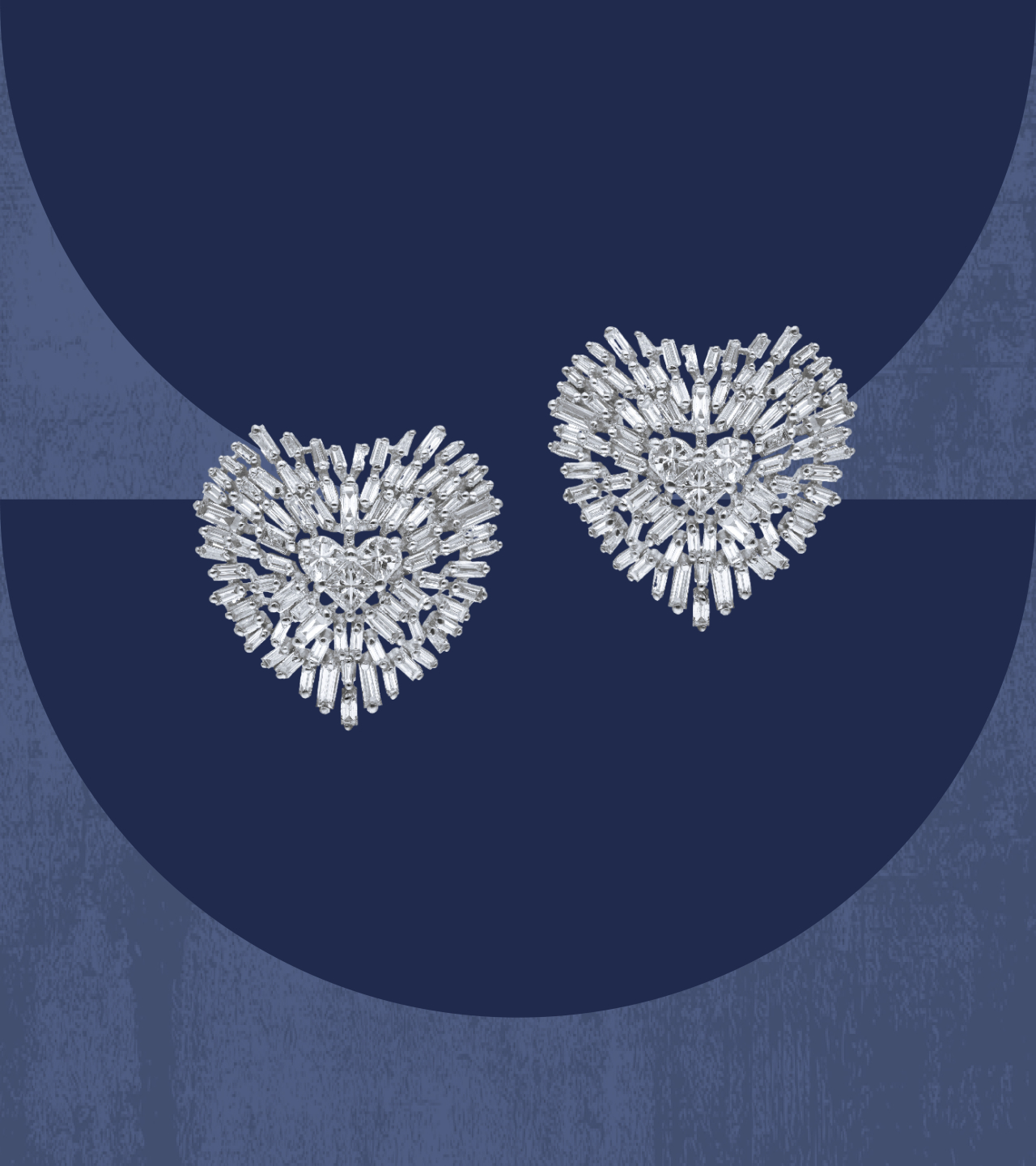 Heart-shaped diamond stud earrings