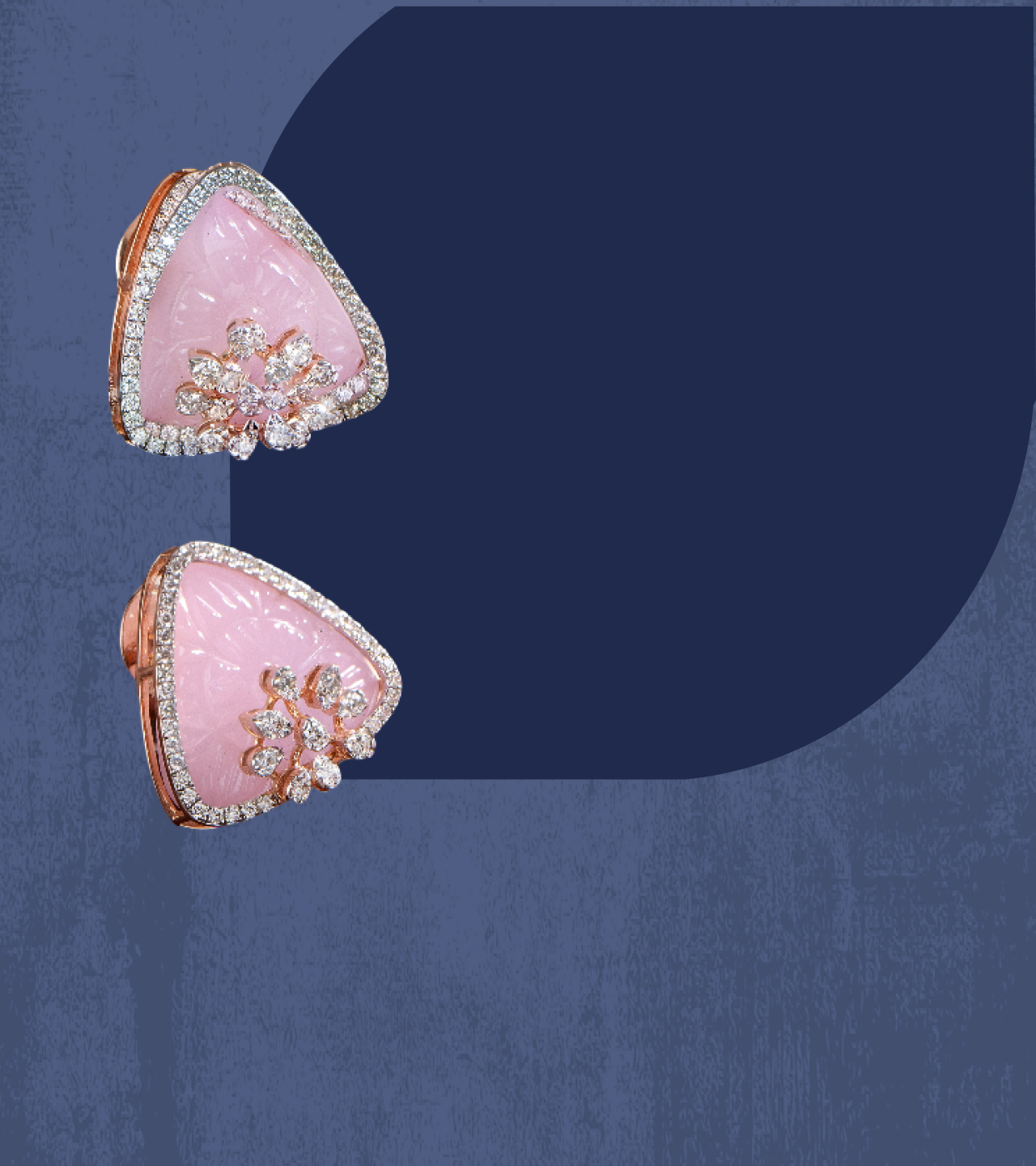 Pink gemstone stud earrings with diamond