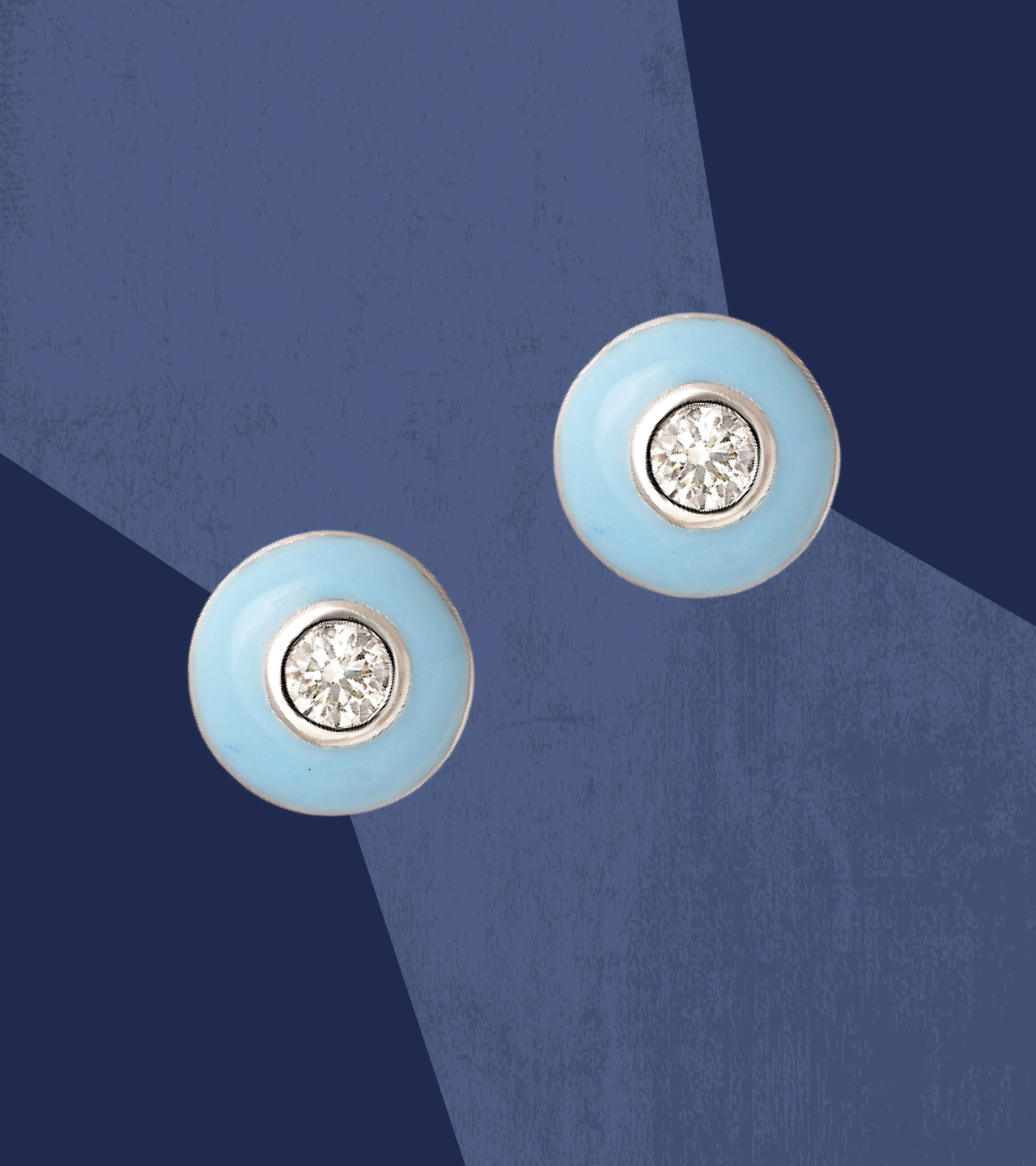 Blue enamel stud earrings
