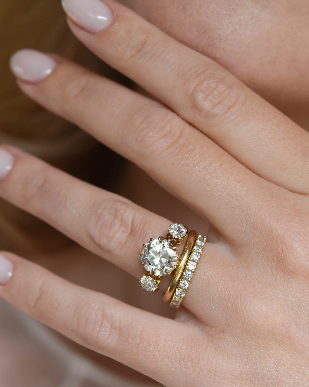 Erstwhile Victorian Three Stone Antique Old European Diamond Engagement Ring