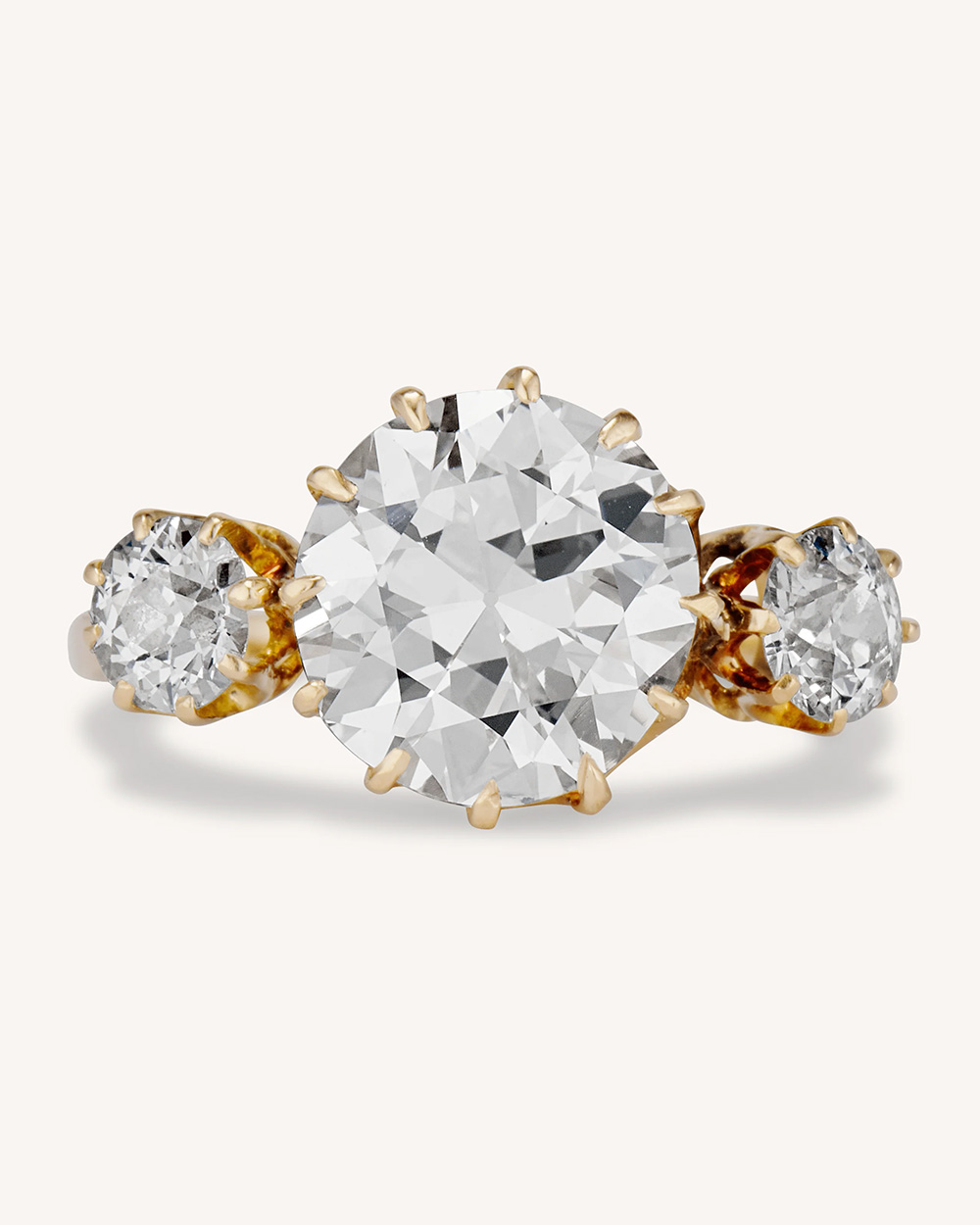 Erstwhile Victorian Three Stone Antique Old European Diamond Engagement Ring
