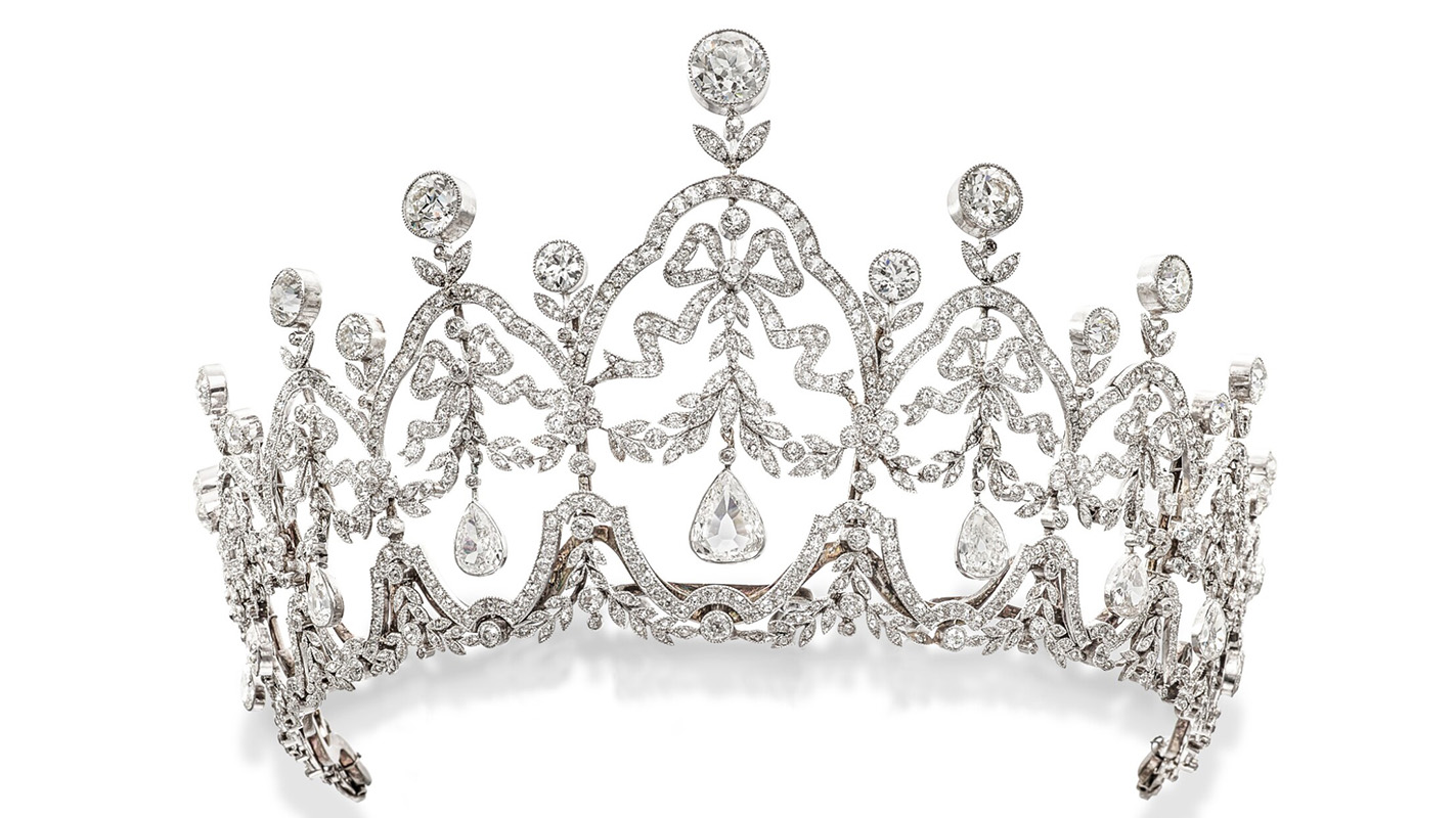 Belle Époque tiara with old-European cut and single cut diamonds