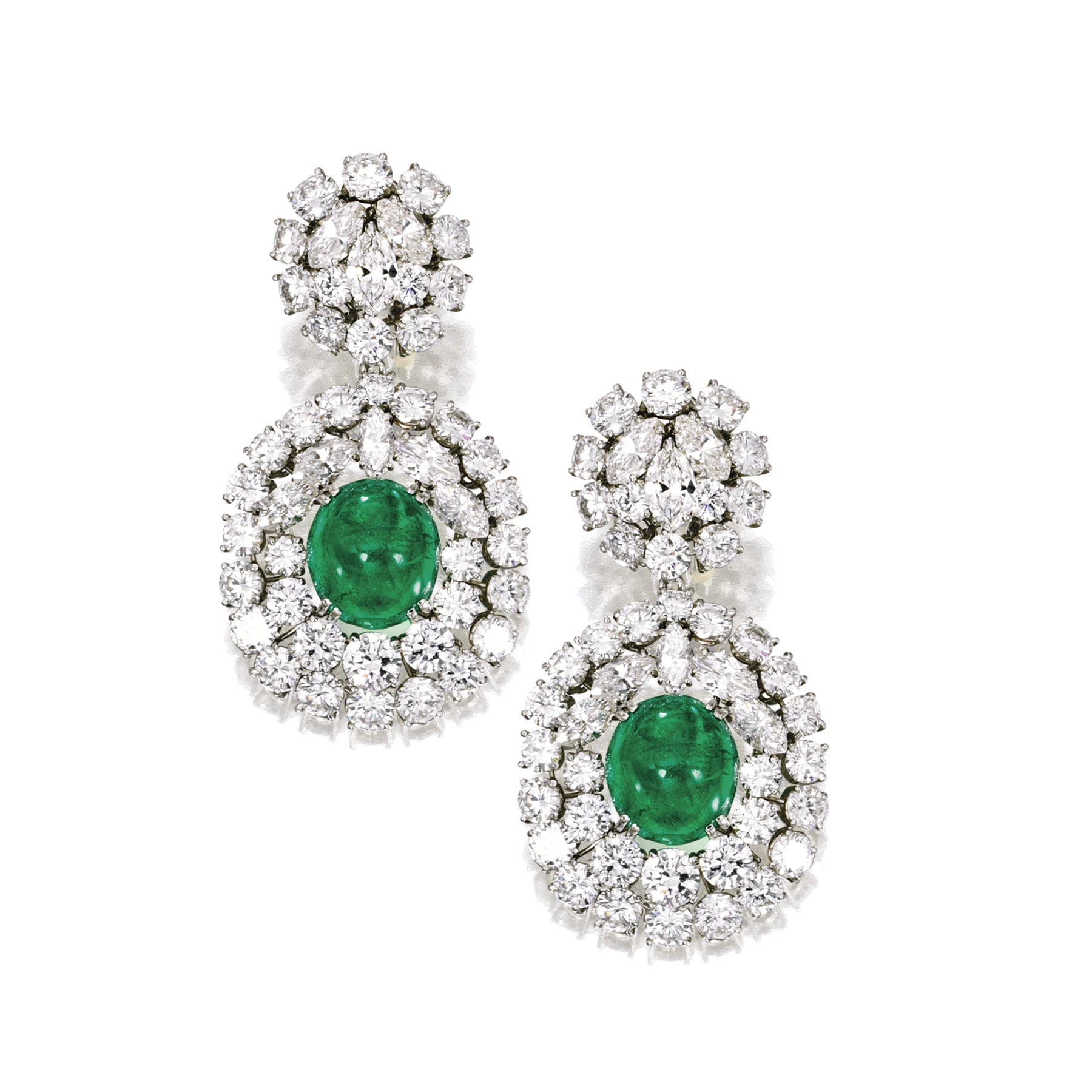 Verdura Emerald and Diamond Earclips (Courtesy of Sotheby's)