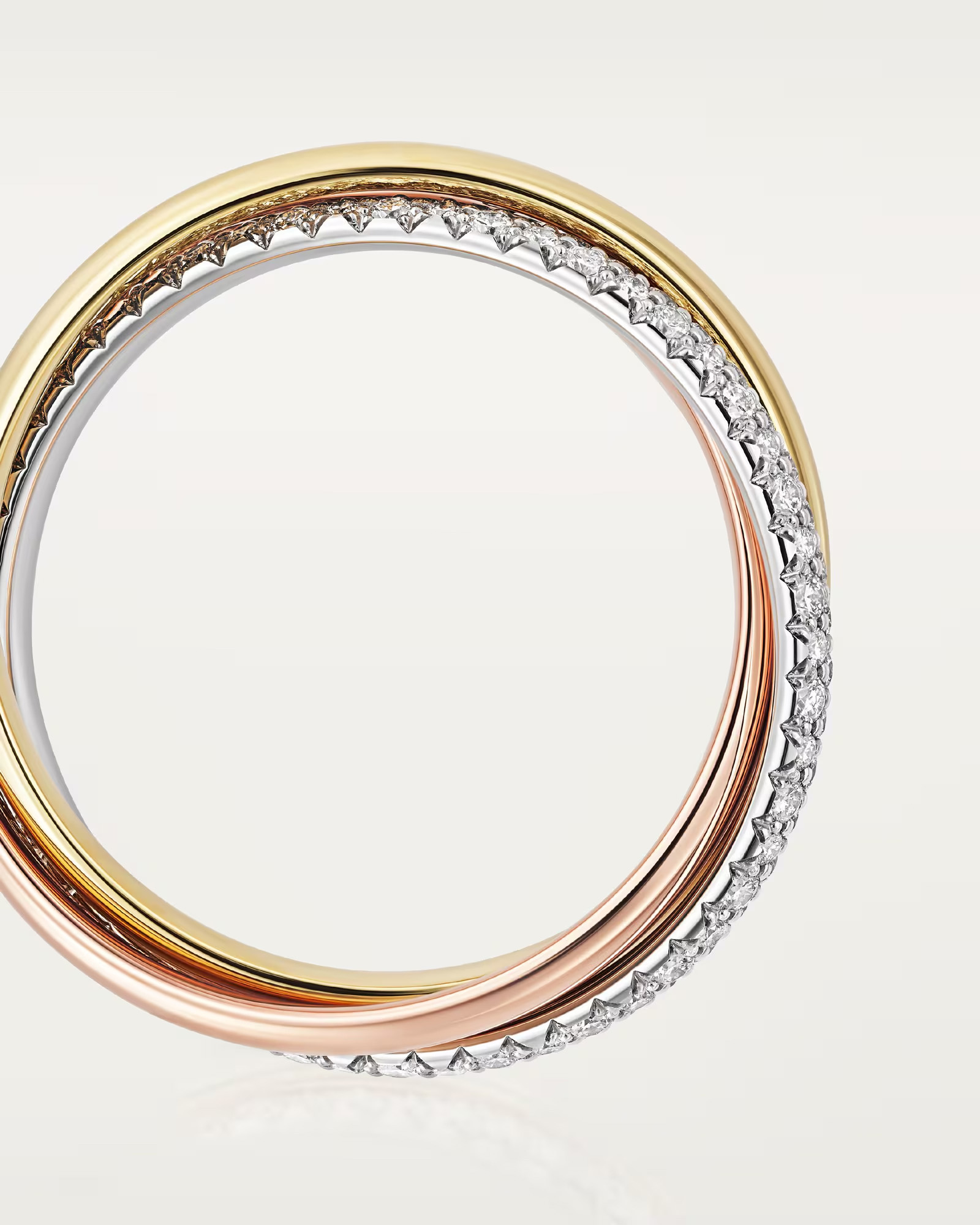 Cartier Trinity ring, half-paved. (Courtesy of Cartier)