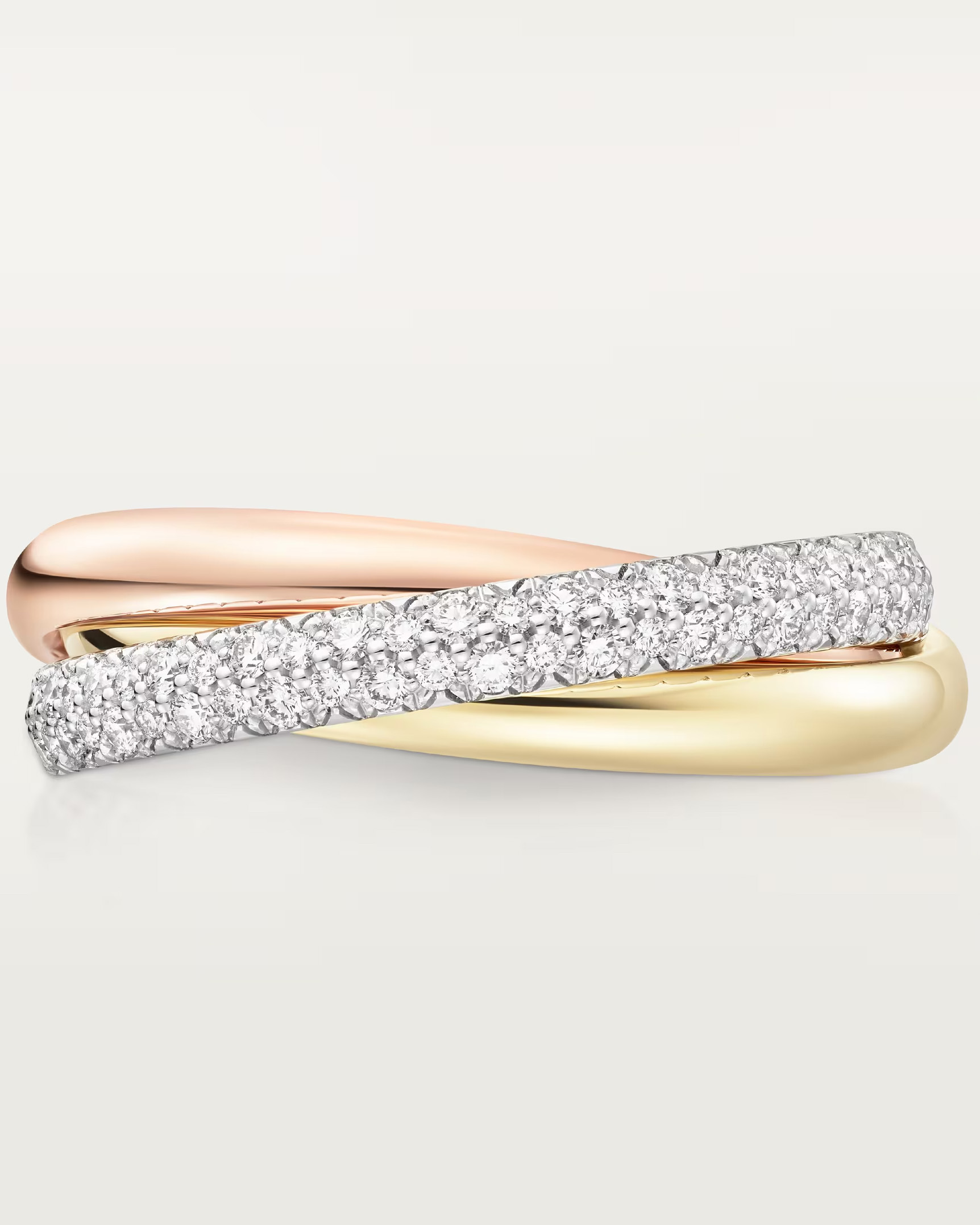 Cartier Trinity ring, half-paved. (Courtesy of Cartier)