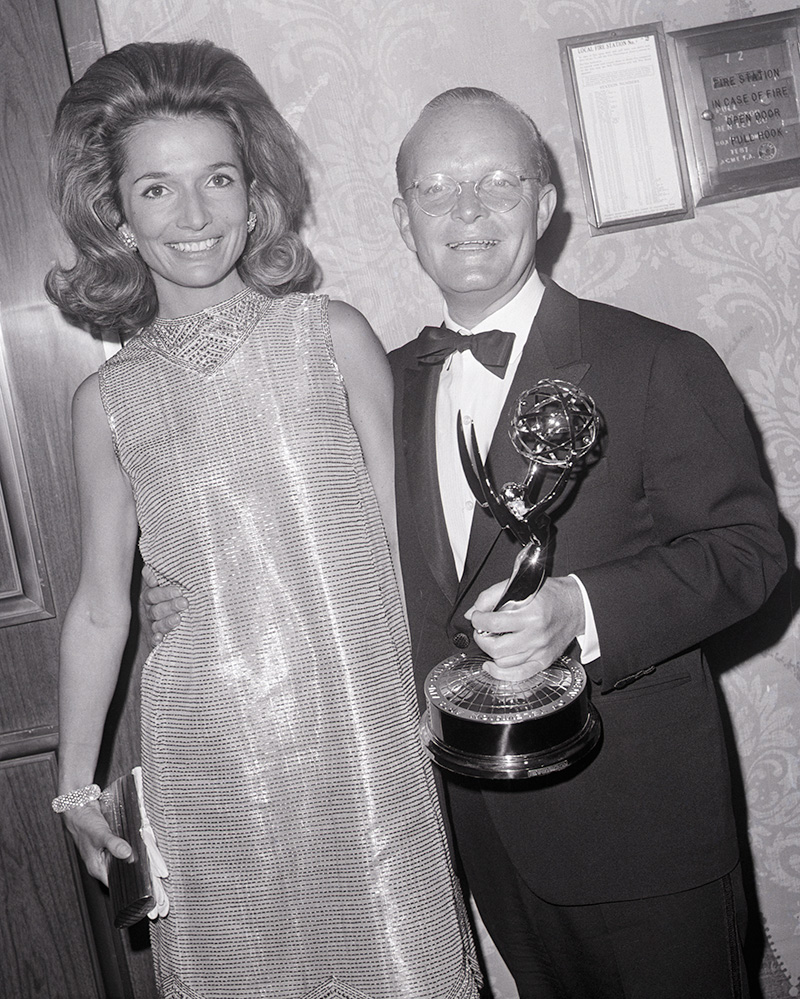  Lee Radziwill (L) and Truman Capote pose for the camera at the Emmy Awards, 1967.