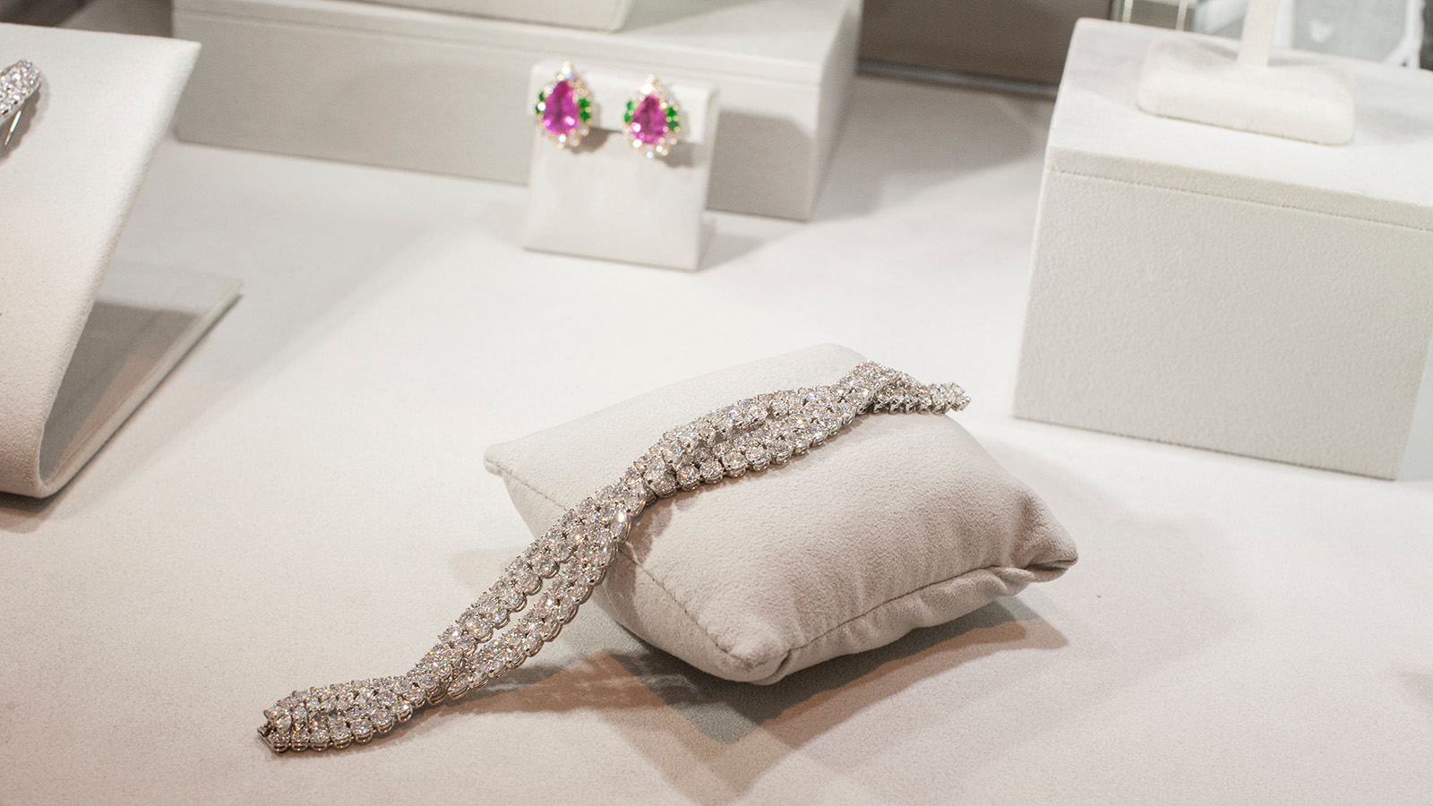 Jewelry from the collection of Nelson and Happy Rockefeller, photographed October 12, 2018 in New York ahead of Sotheby’s Magnificent Jewels auction on December 4, 2018. (Photo by TJ Roth/Sipa USA via AP Images)