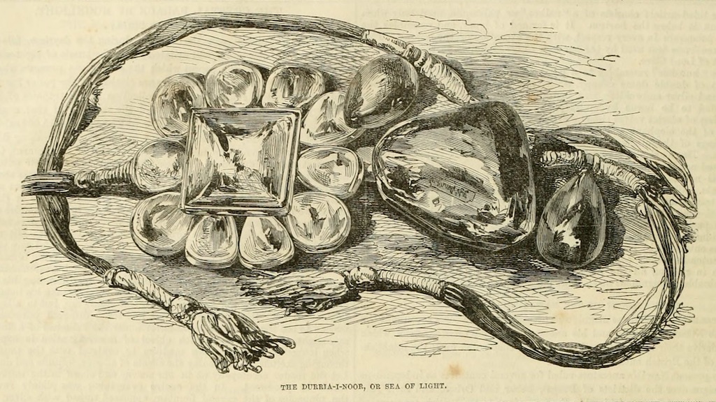 An illustration of the Daria-i-Noor diamond, which translates to the "Sea of Light." 