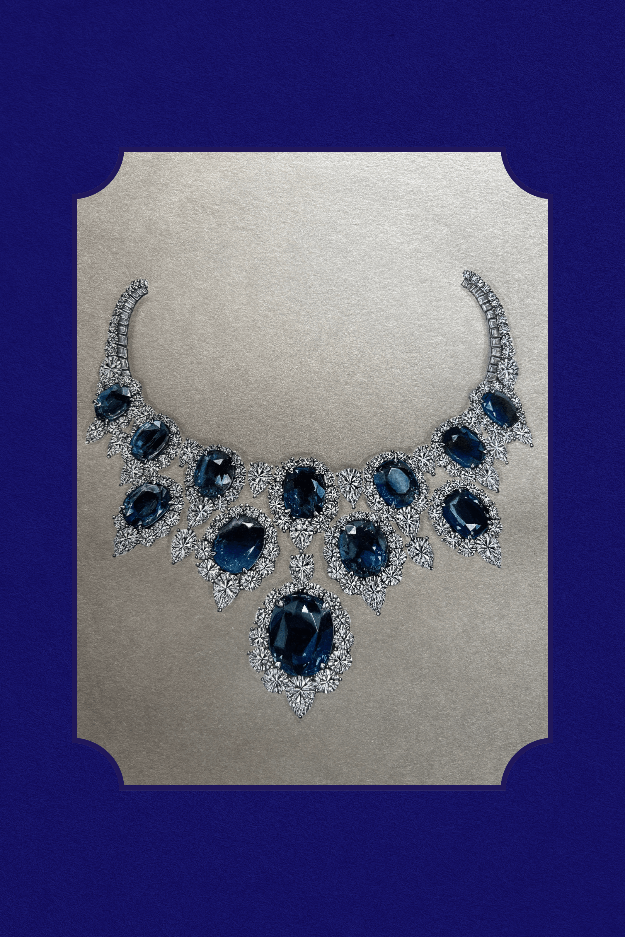 Natural diamond jewellery necklace illustrations