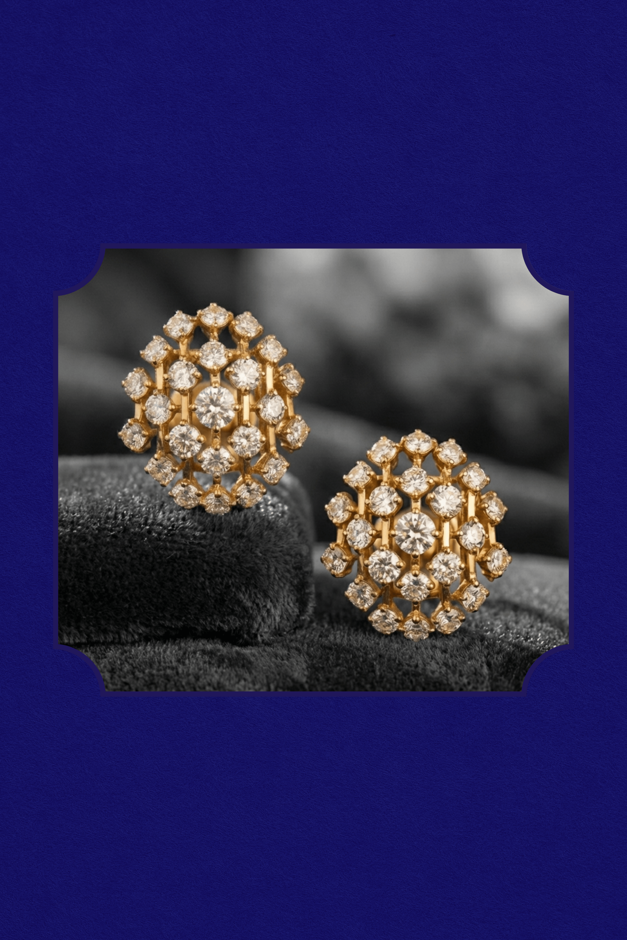 Gold natural diamond cluster stud earrings