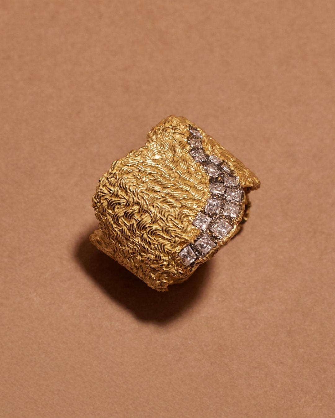 Paris Fashion Week: Megan Brown 18K woven gold and diamond Tapestry ring. As seen at Nouvelle Box. (Courtesy of Goldrush)
