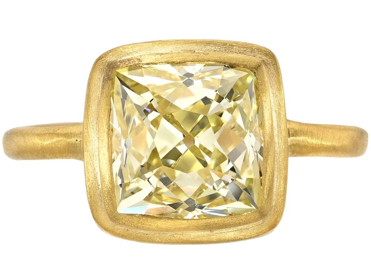 One-of-a-kind Fancy Yellow Peruzzi Cut Diamond Ziggurat Gem Fairy Band