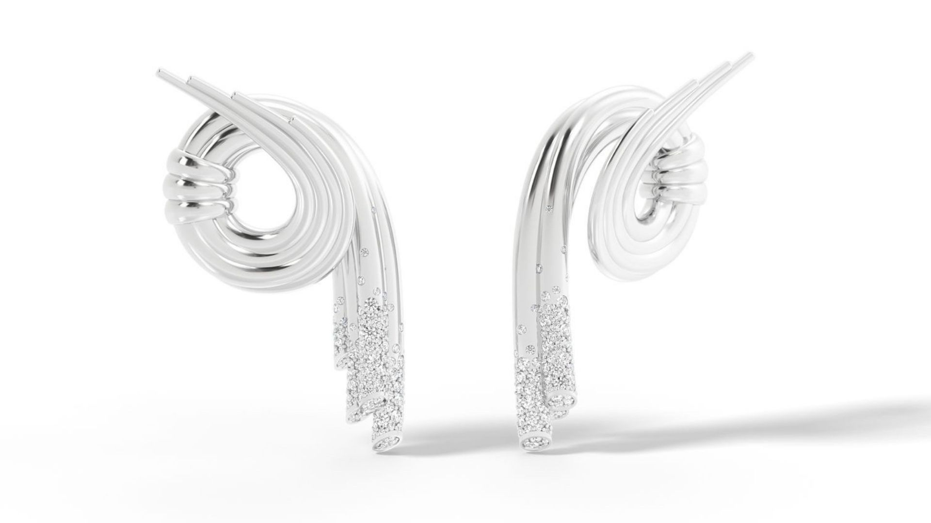 Paris Fashion Week: Tabayer Zorae collection 18K white gold and diamond Sheaf earrings. (Courtesy of Tabayer)