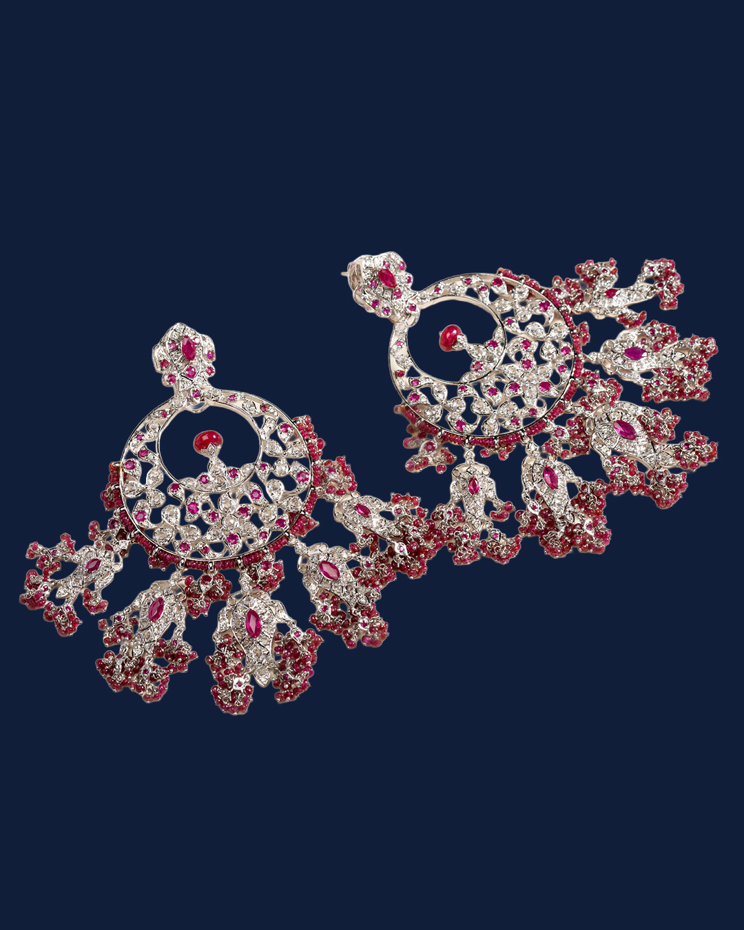 Ruby diamond chandbali earrings
