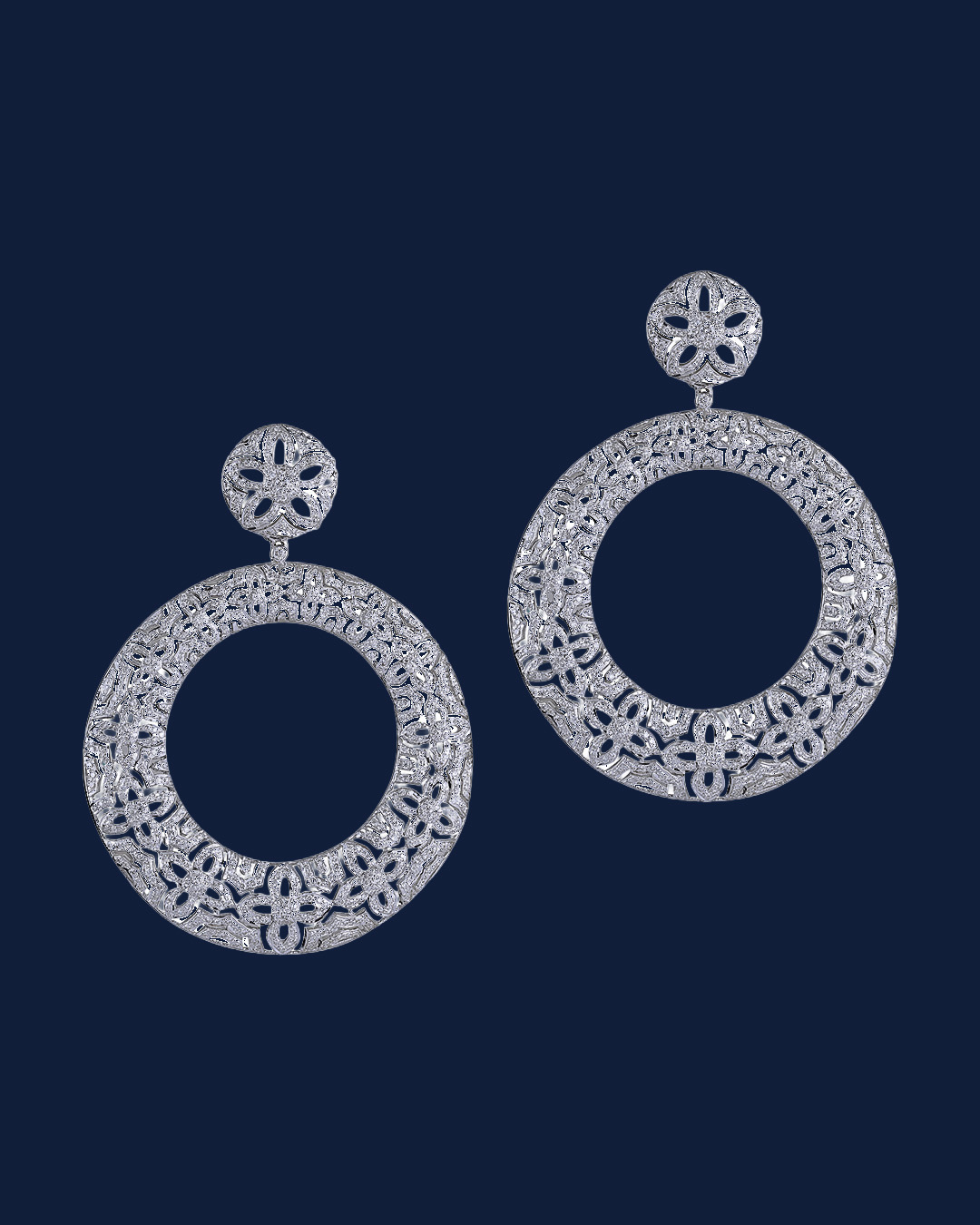 Diamond circle chandbali earrings