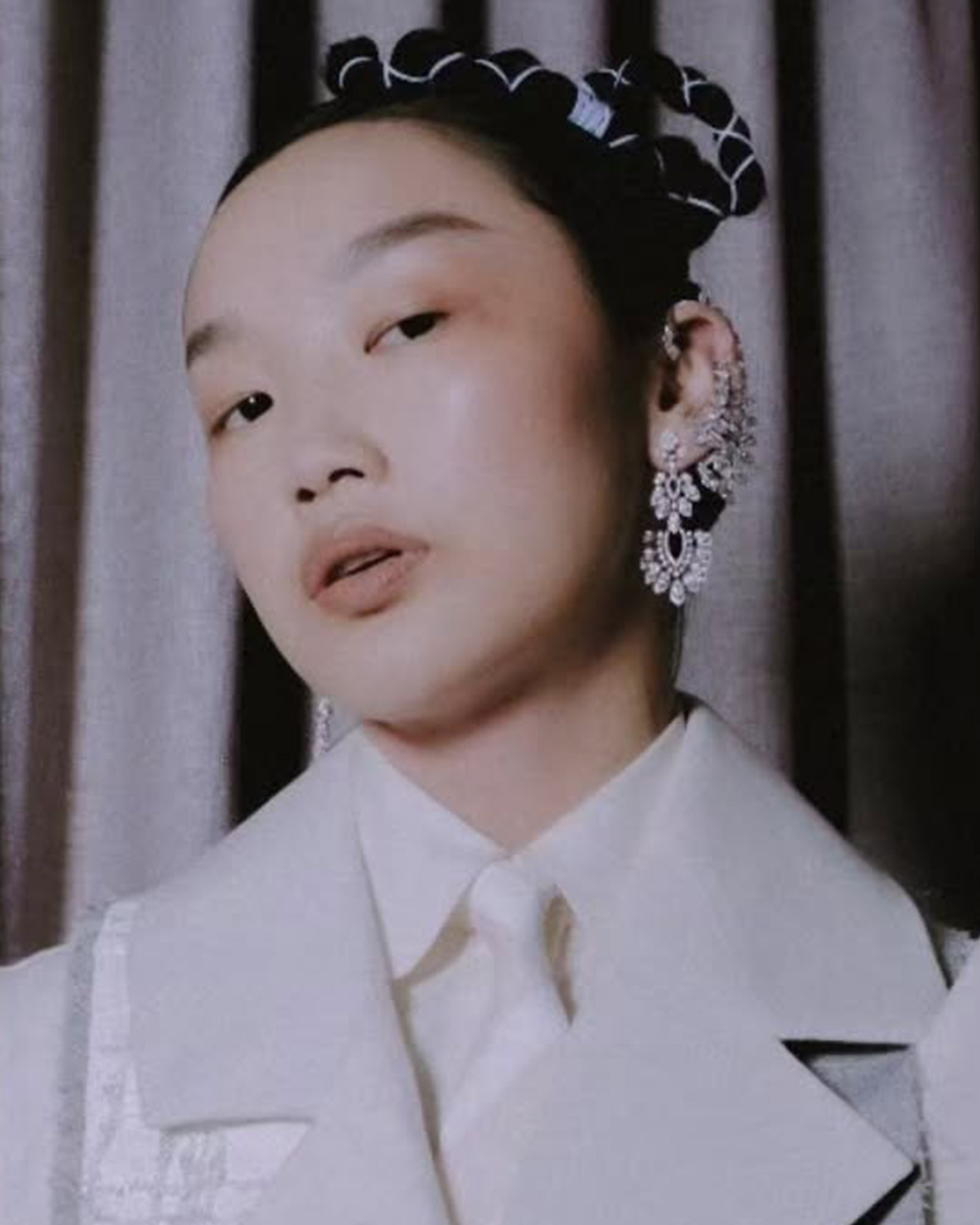 Statement diamond ear cuff earrings