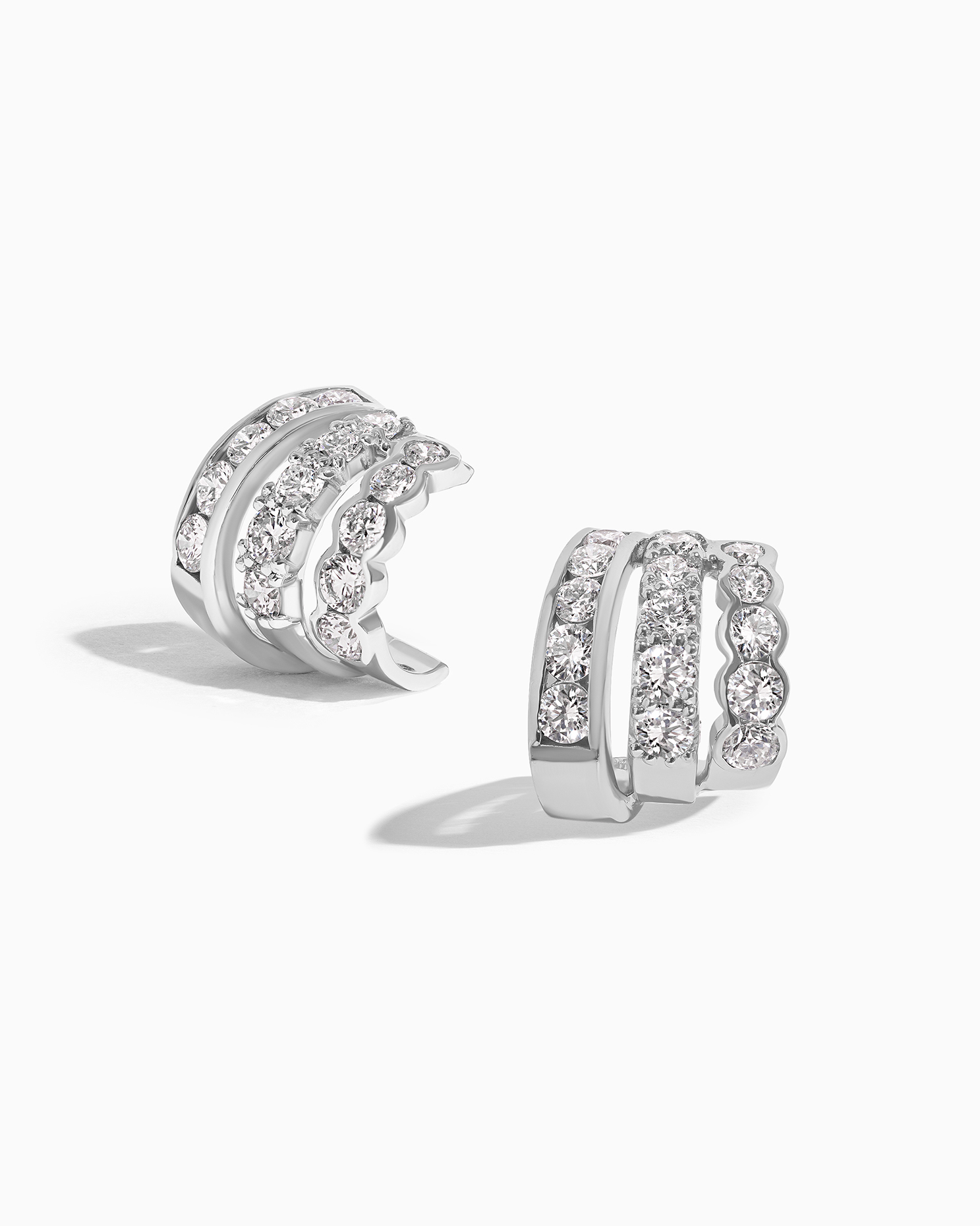 Wide band diamond ear cuff earring