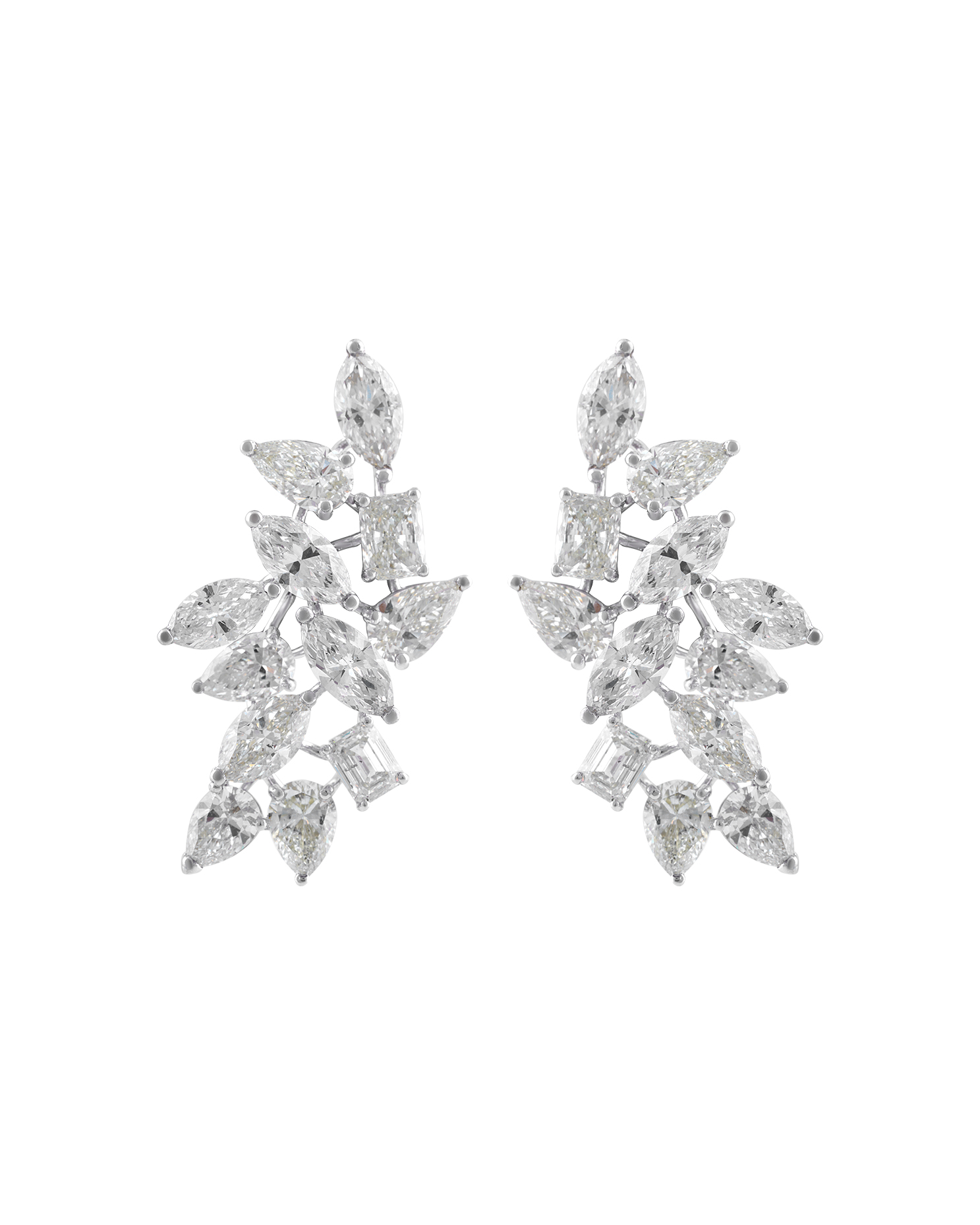 Statement diamond ear cuff with geometric clusters