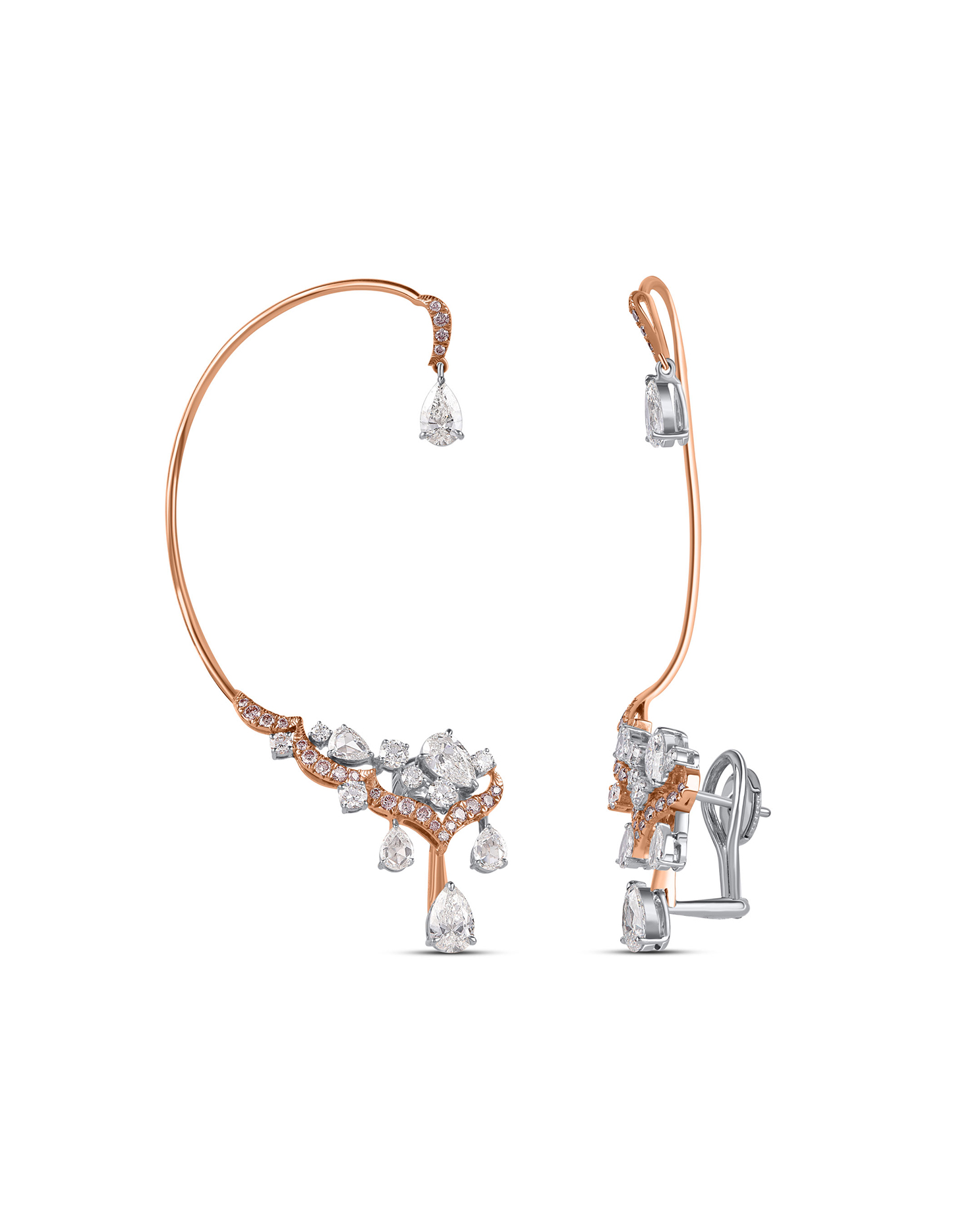 Open hoop-style diamond ear cuff