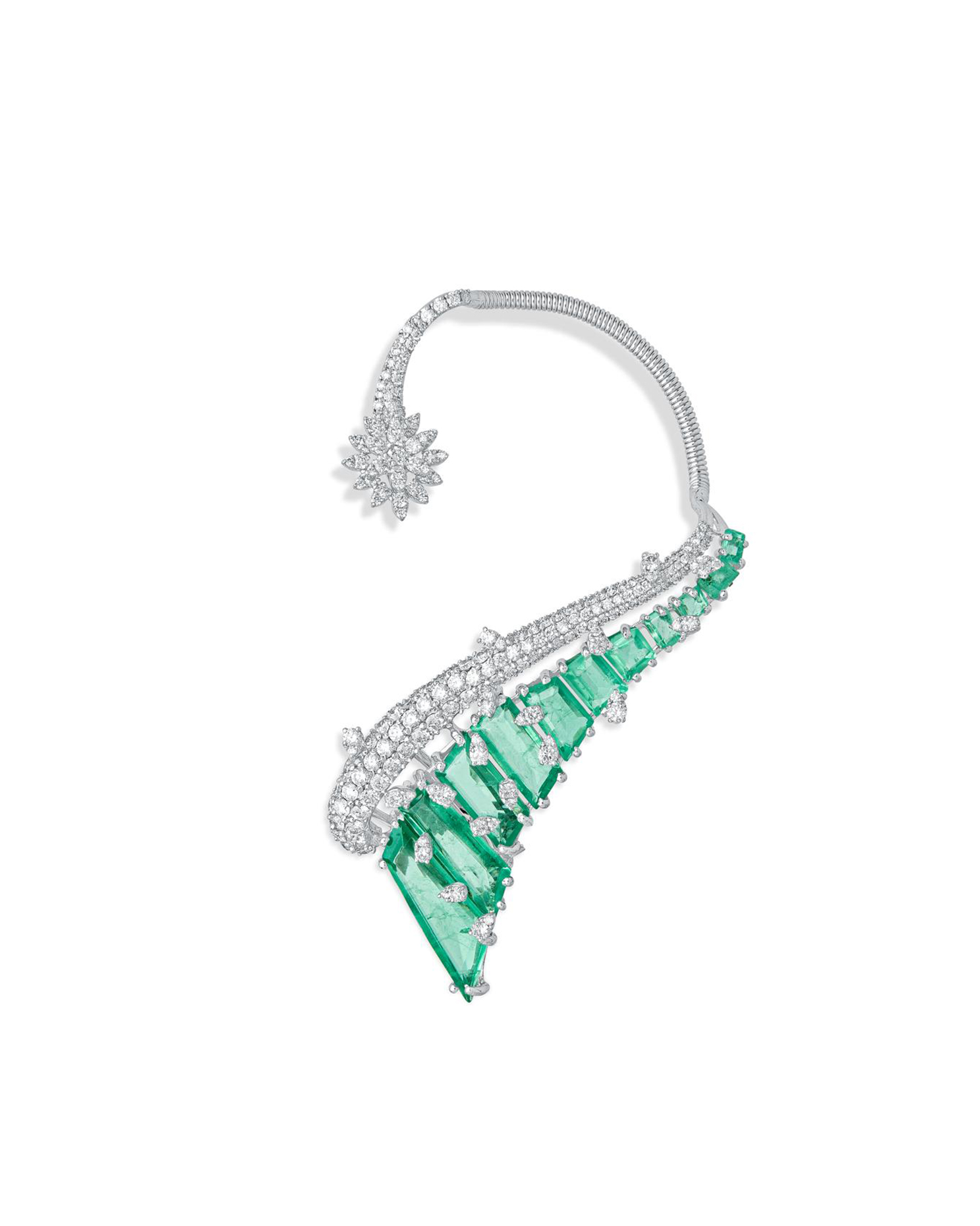 Bold green gemstone and ear cuffs