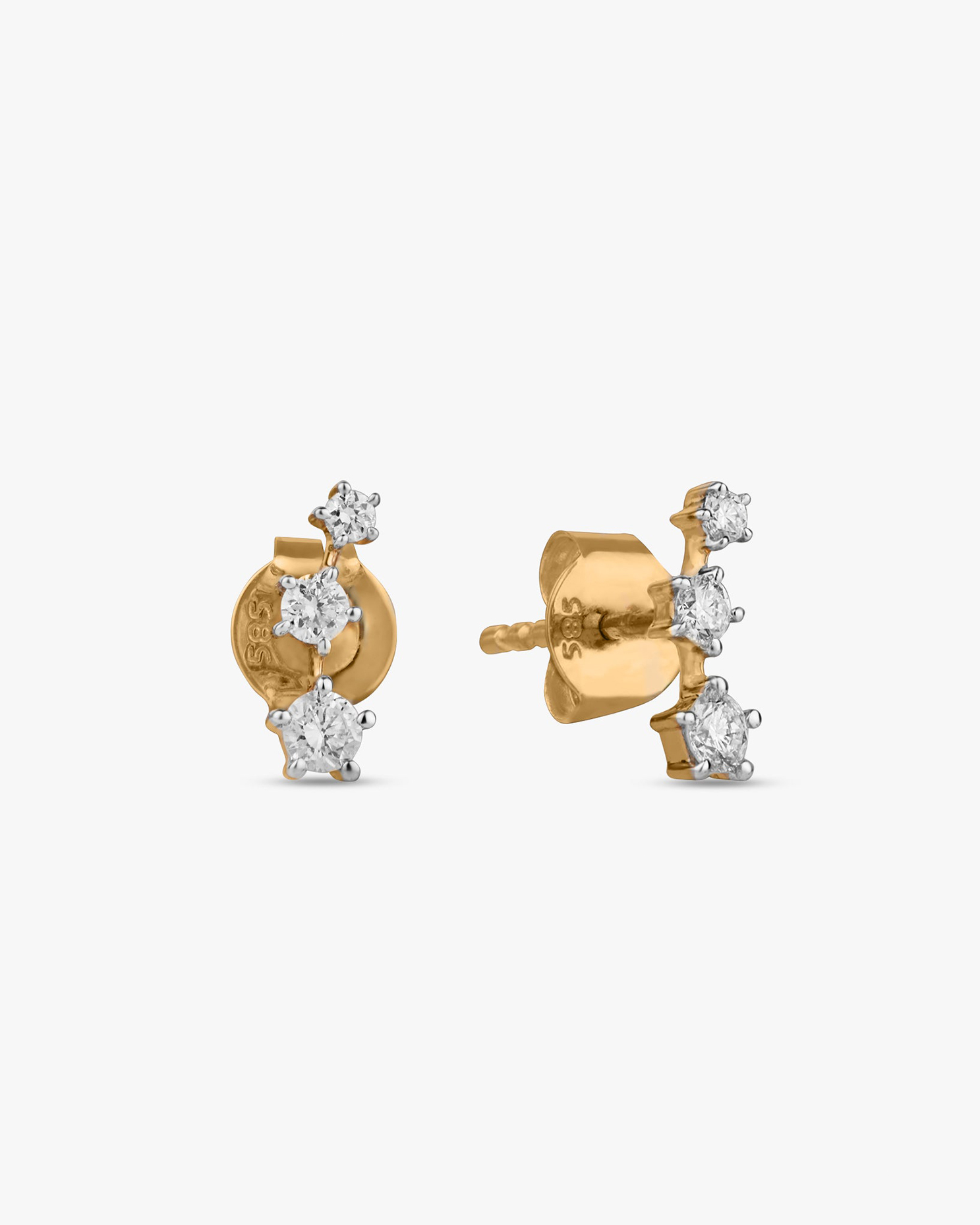 Minimal stud-style diamond ear cuff earrings