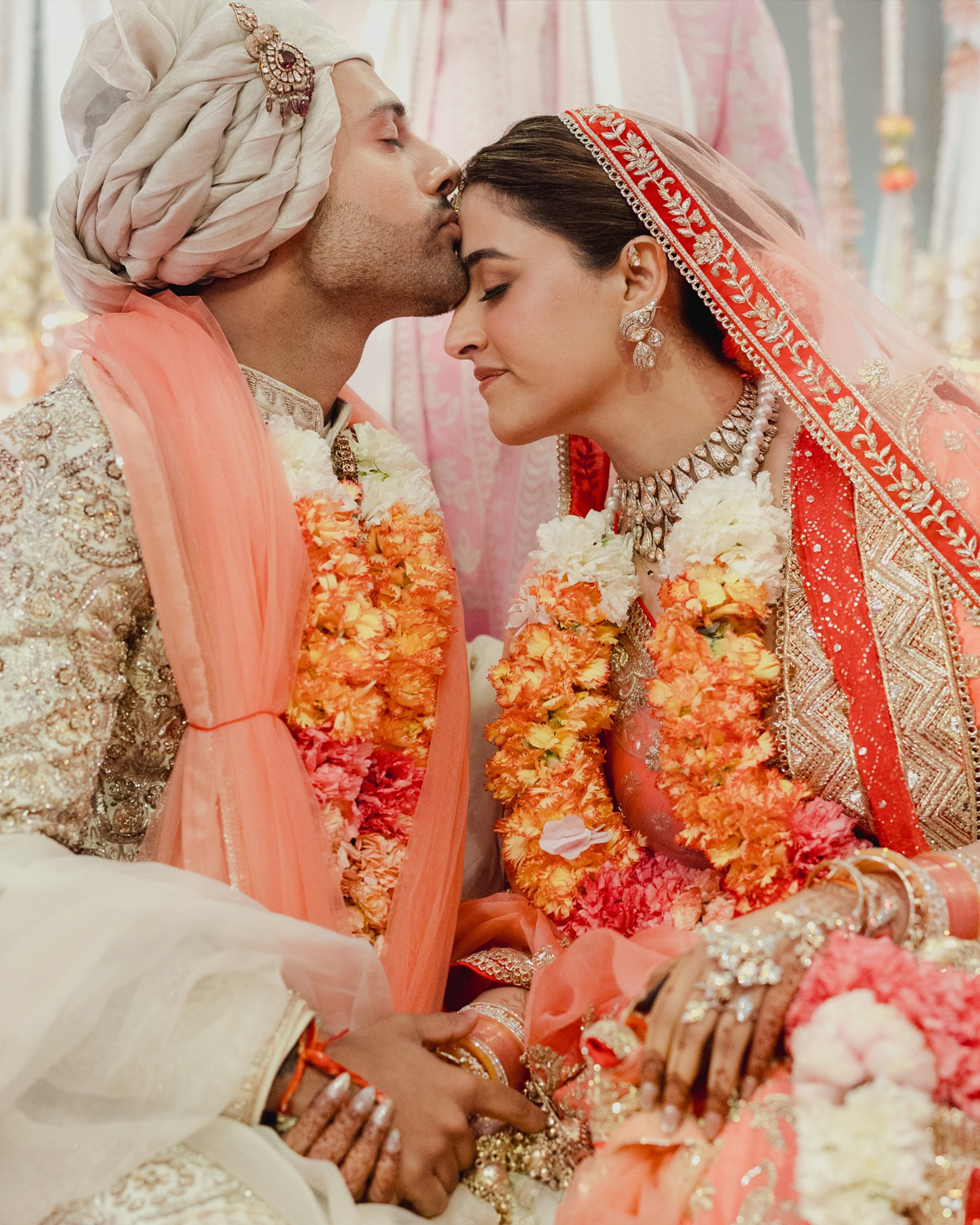 Diamond ear cuffs worn by Nupur Sanon on her wedding