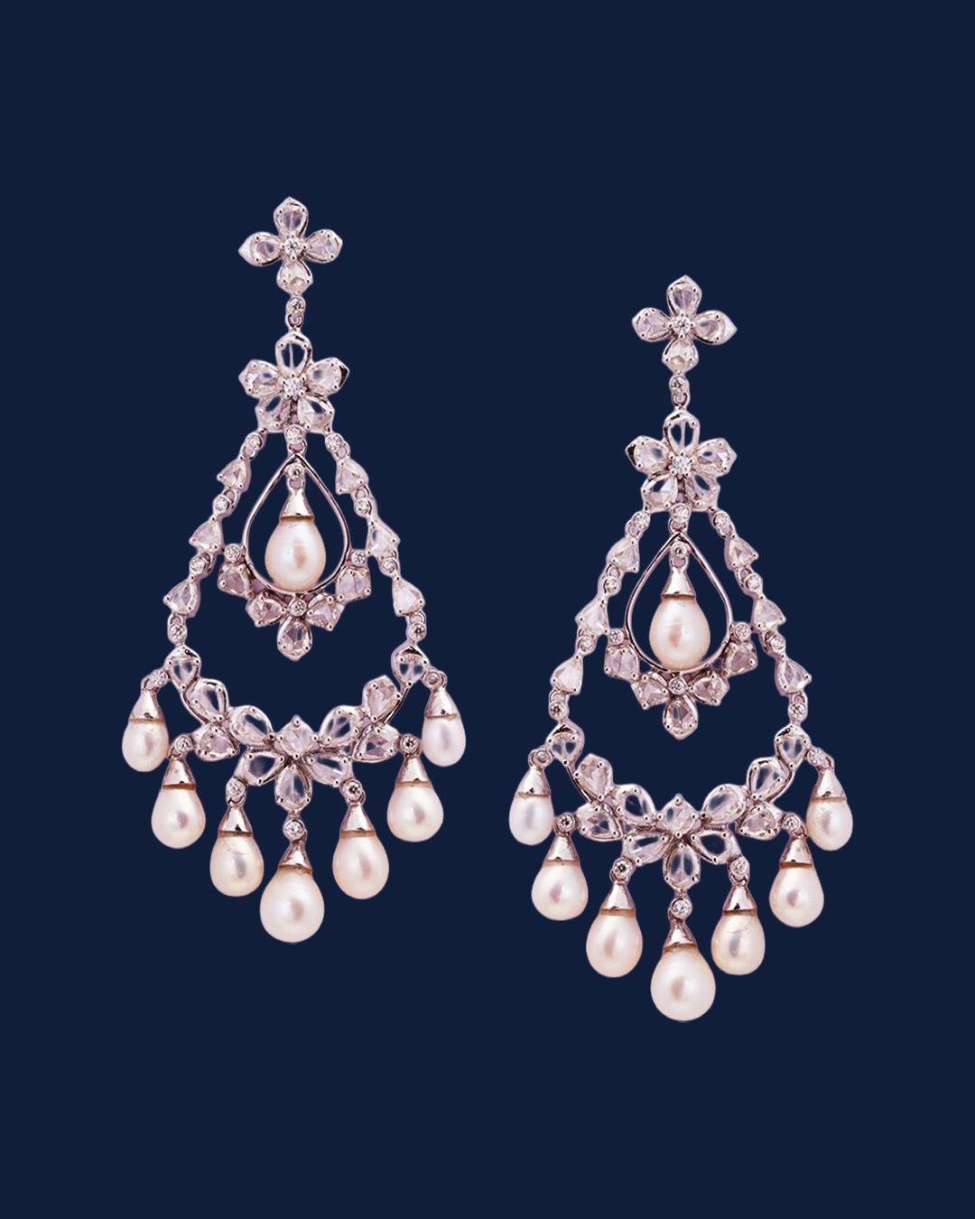 Diamond teardrop chandbali earrings