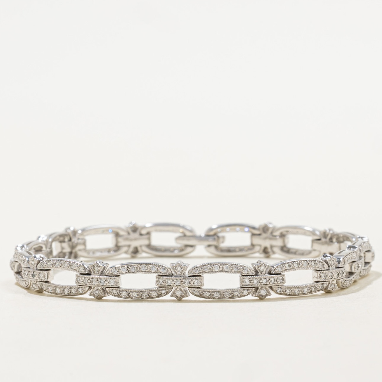 100 Ways Art Deco Inspired 14k White Gold Diamond Bracelet, $5,600, 100ways.com