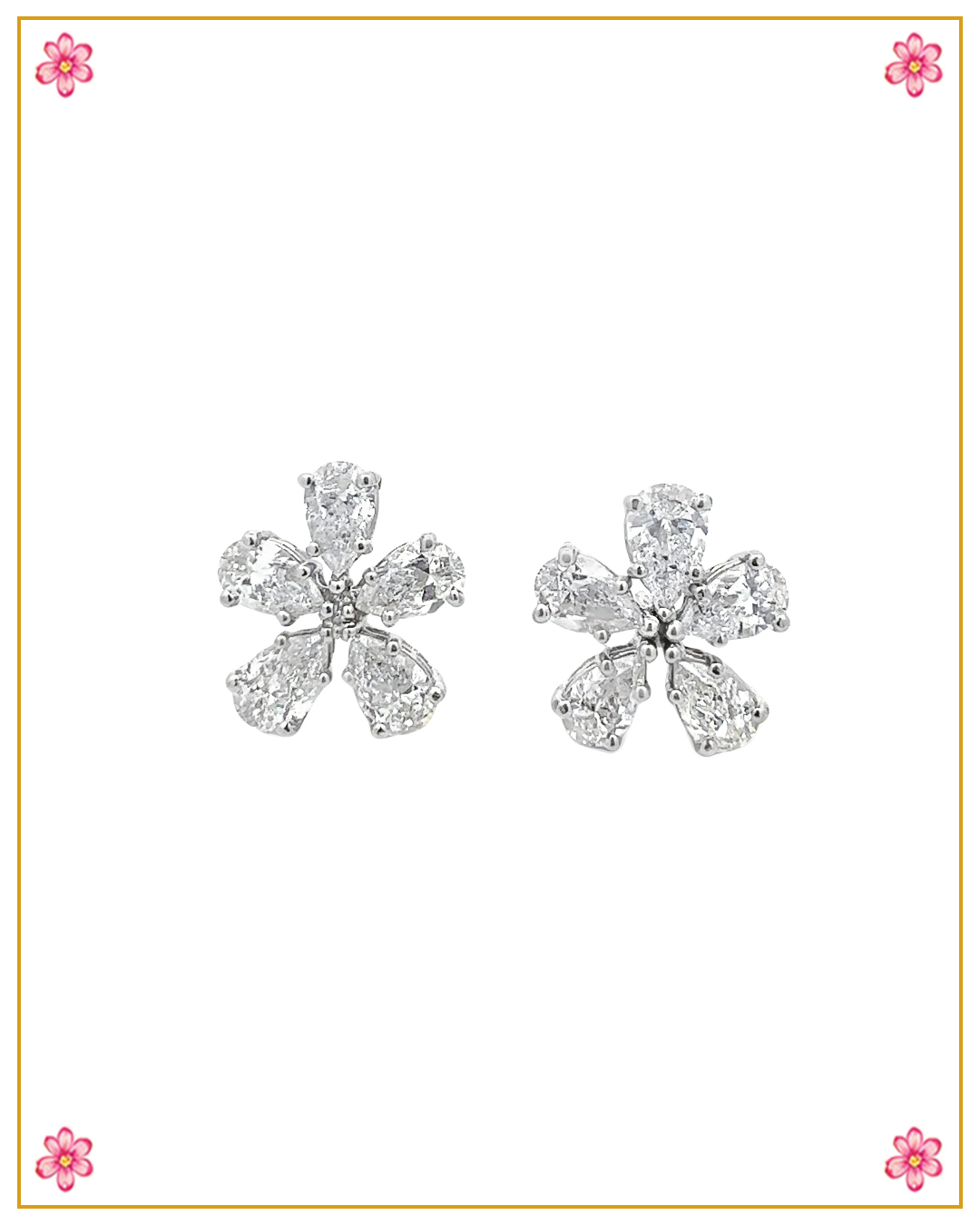 Minimal Floral Diamond Stud Earring