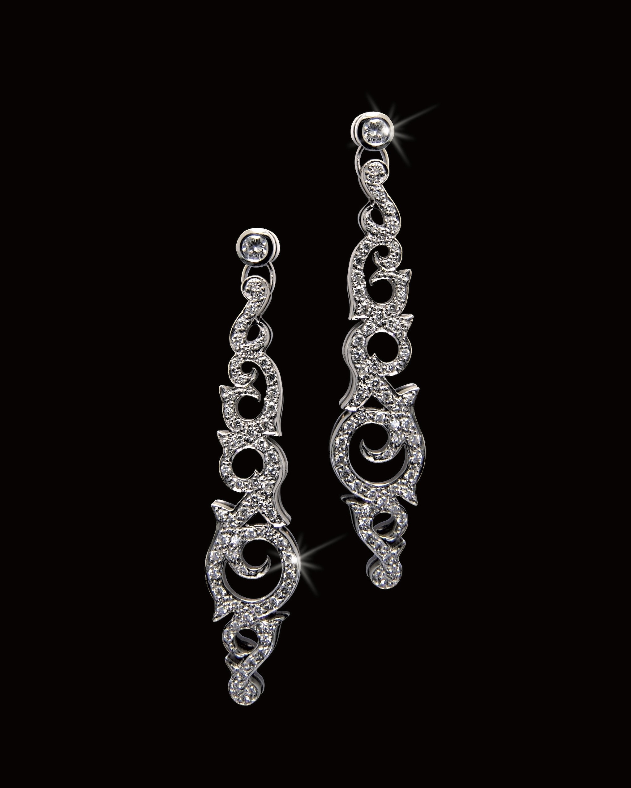 A pair of diamond earrings designed by Stefano Canturi for Nicole Kidman to wear in the 2001 film 'Moulin Rouge.' (Courtesy of Canturi)