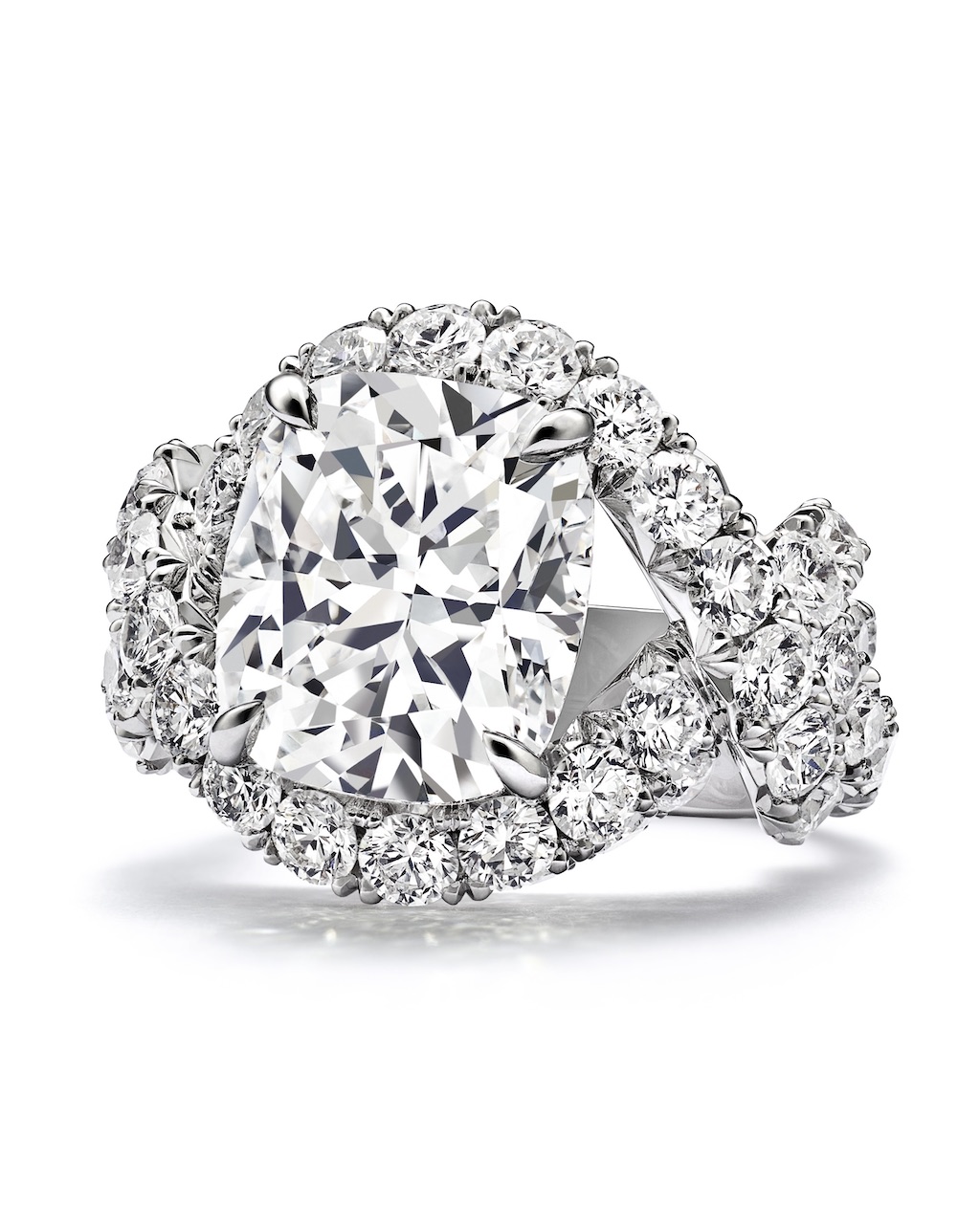 Jasmine Diamond Ring with a cushion-cut diamond of 6.12 carats and diamond accents from the Tiffany & Co. Blue Book 2026: Hidden Garden collection (Courtesy of Tiffany & Co.)