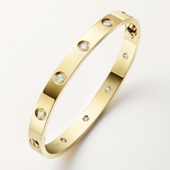 Cartier Love Bracelet, Classic Model, 10 Diamonds, $19,200, cartier.com