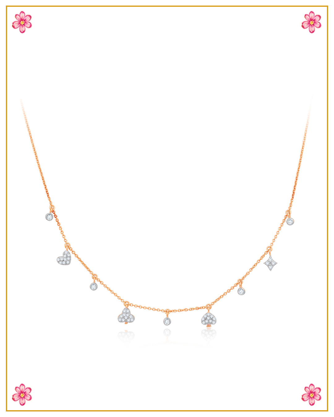Gold & diamond charm necklace