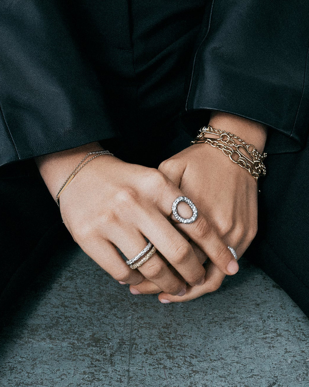 Lucy Delius blackened rings with diamonds