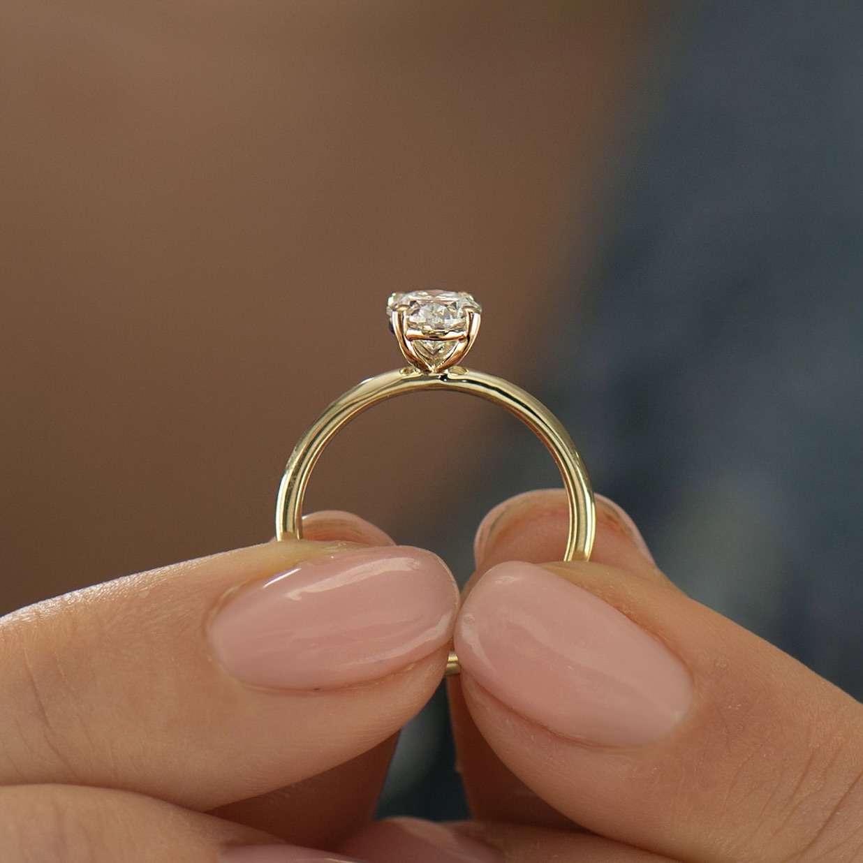 Diamond Prong Setting Nir Olivia The Oval Solitaire with Four Round Prongs