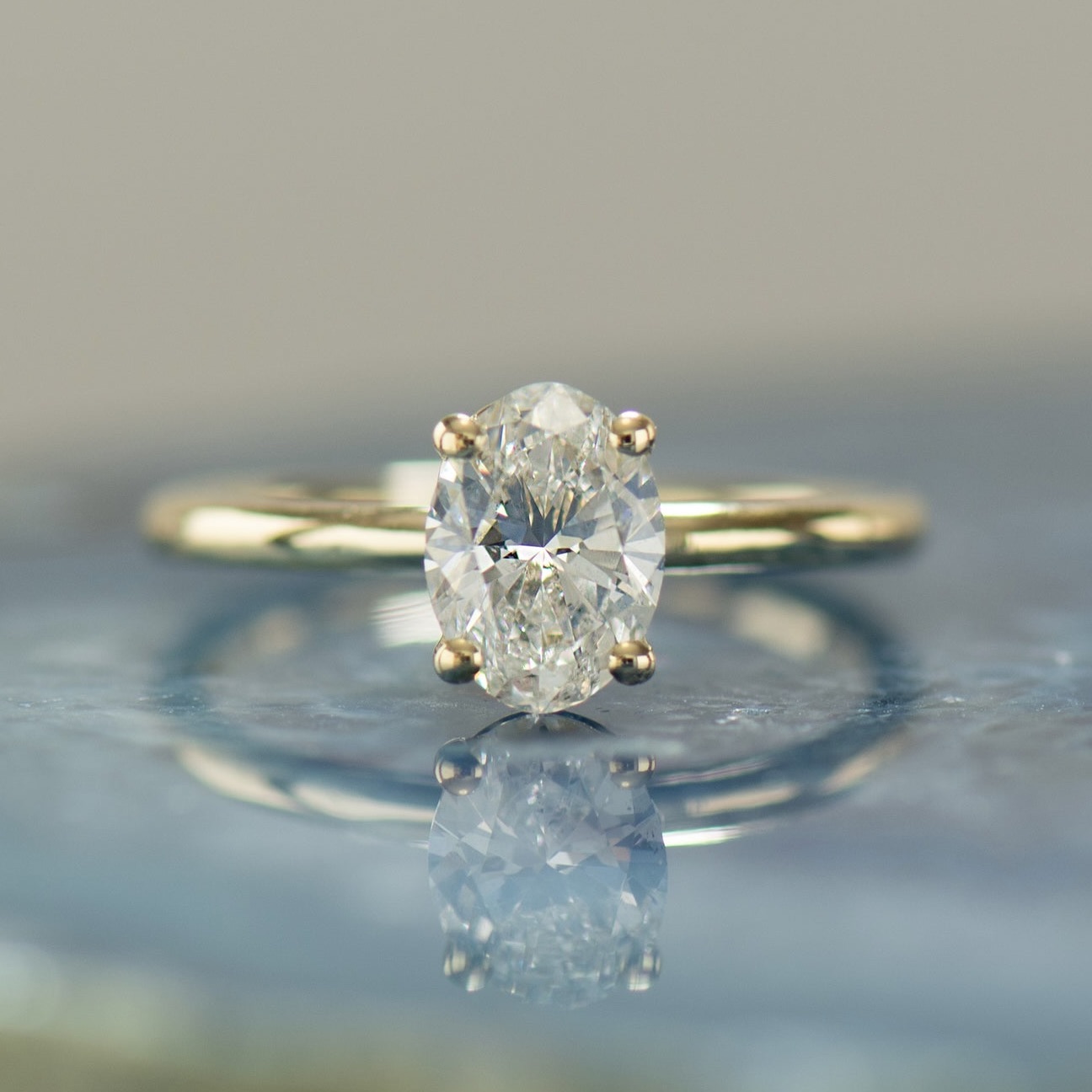 Diamond Prong Setting Nir Olivia The Oval Solitaire with Four Round Prongs