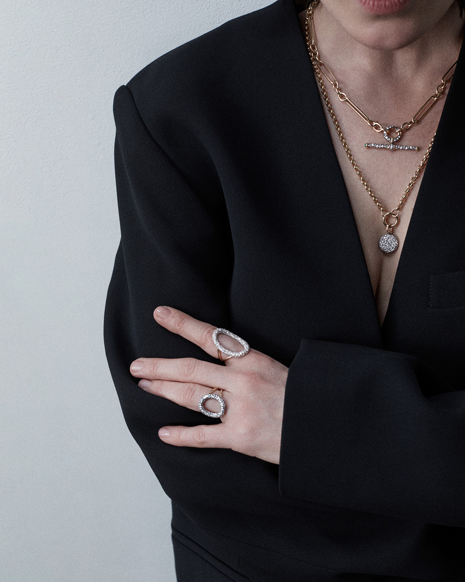 Lucy Delius blackened rings with diamonds