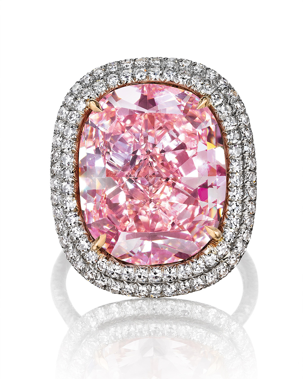 The Sweet Josephine Diamond, similar in color and carat weight to the 17.47 pink diamond belonging to Daisy Fellowes, which was rarely photographed and disappeared from public view. (Courtesy of Christie's)