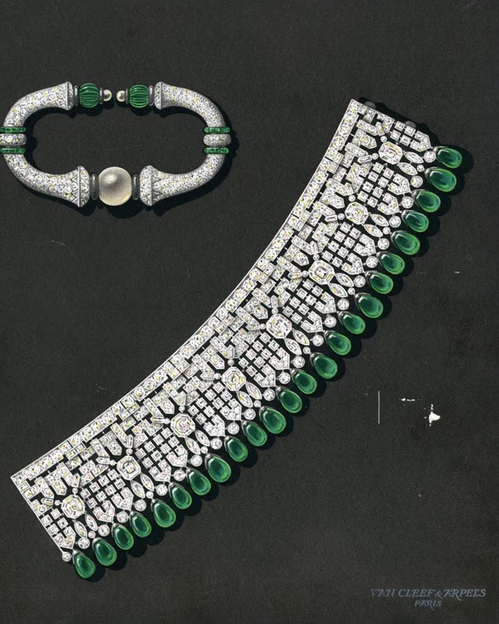 The Van Cleef & Arpels Emerald and Diamond "Manchette" Cuffs owned by Daisy Fellowes