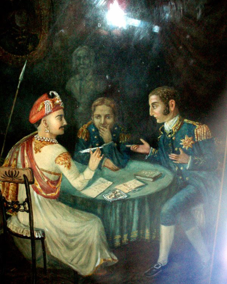Portrait of Bajirao II meeting with British East India Company officials, c. 1800