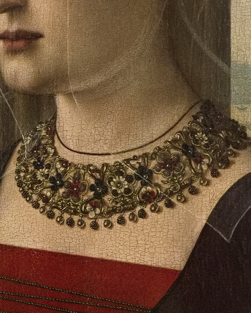 Detail of Portrait of Maria Bonciani by Bandini Baroncelli, c. 1489. (Wikimedia Commons/Public Domain)