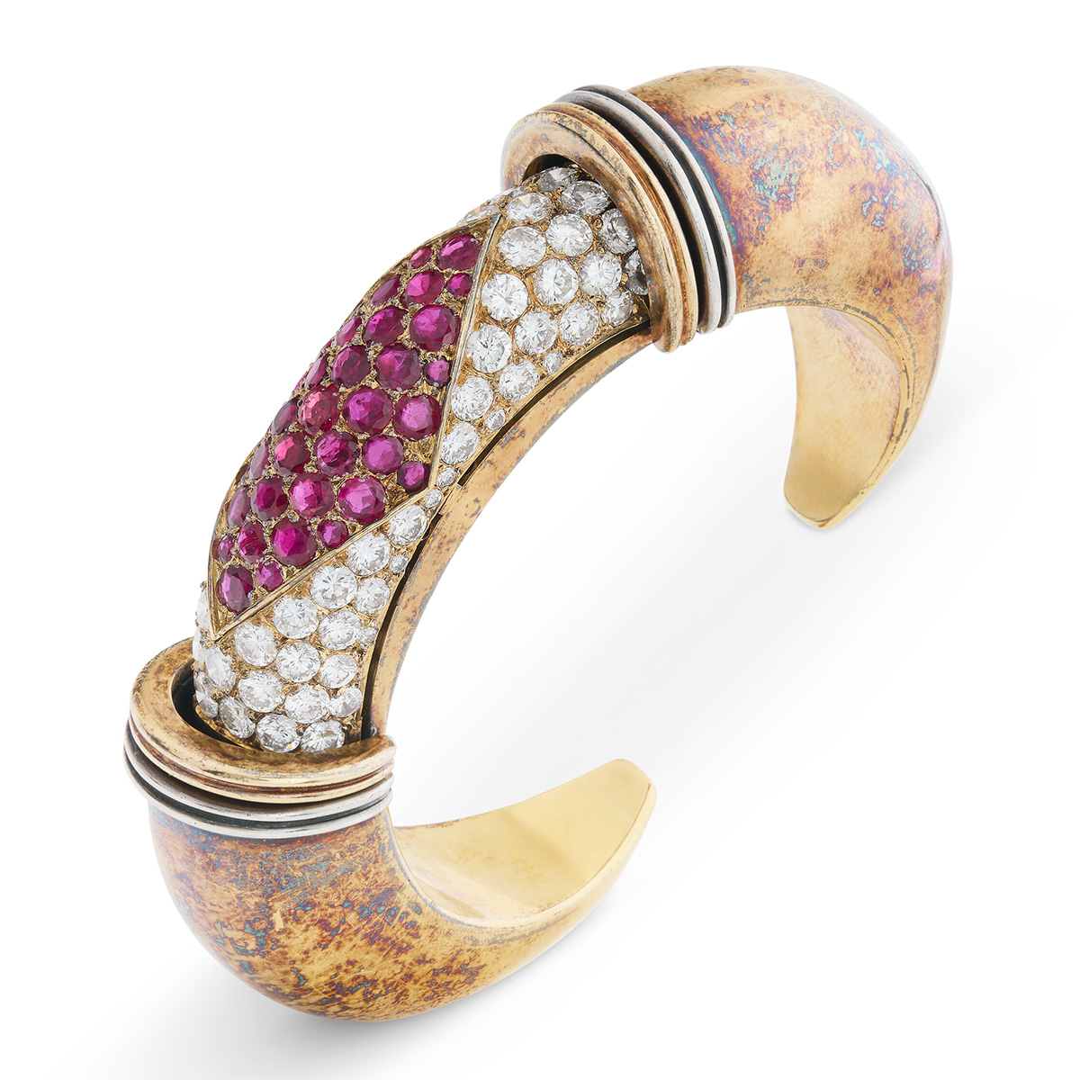René Boivin Barbare Style Bracelet with diamonds and rubies
