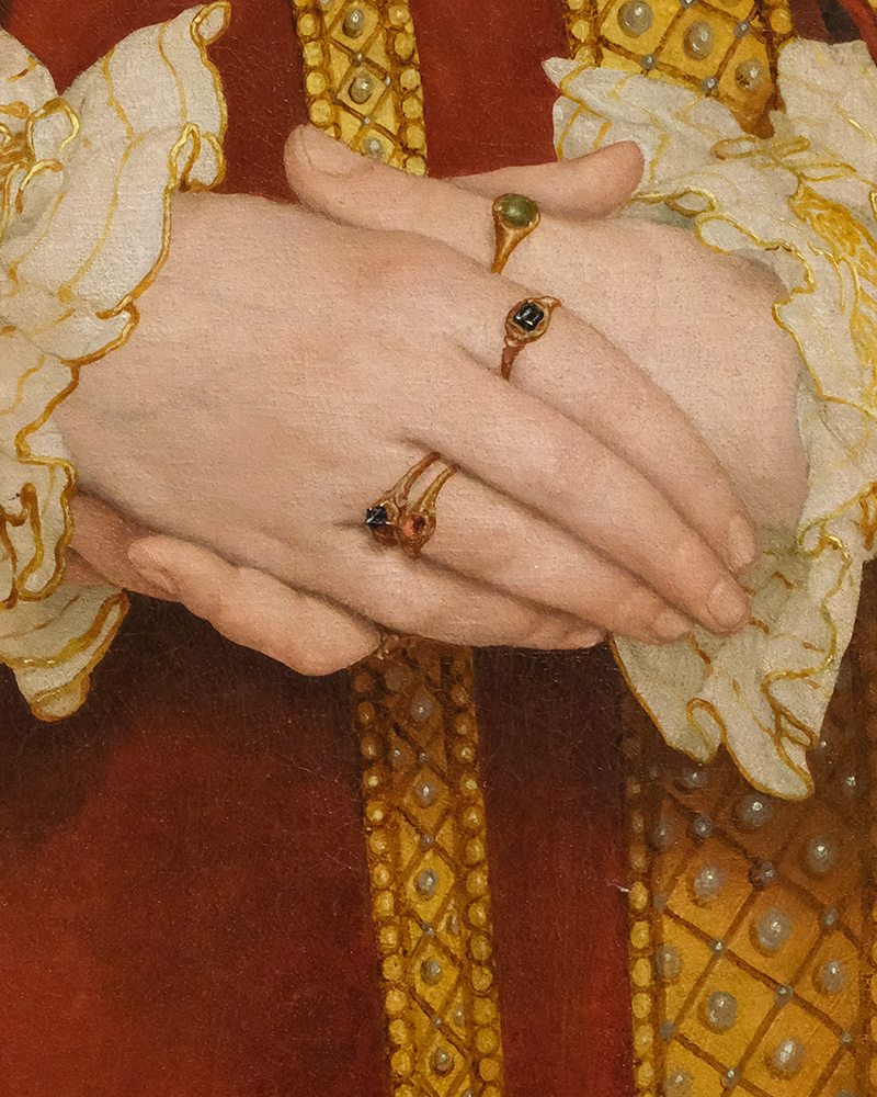 Detail of Anne of Cleves by Hans Holbein, c. 1539