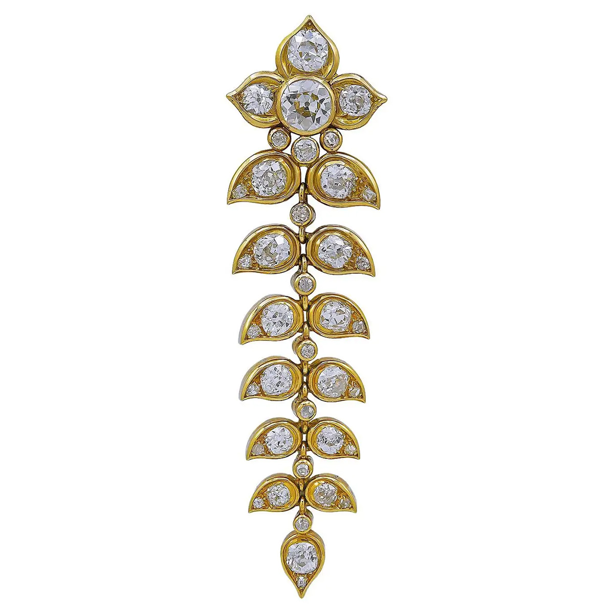 Boivin Retro Gold Diamond "Guirlande de Feuilles" Leaves Brooch