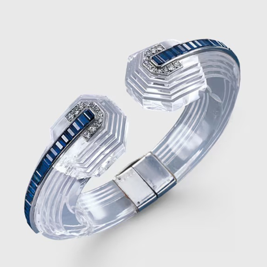 René Boivin Rock Crystal Sapphire Diamond Bracelet c.1935