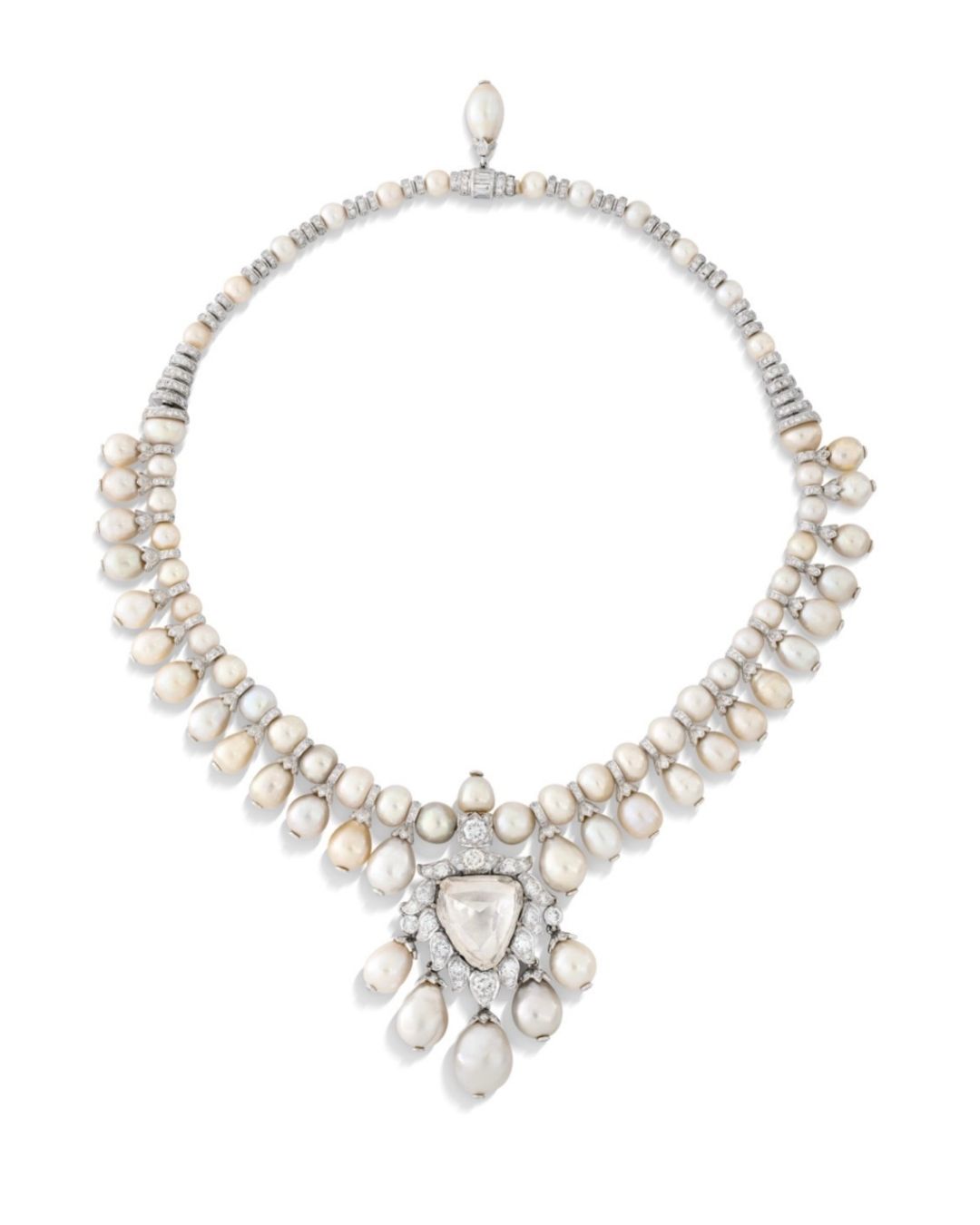 Bhagat Natural Pearl and Diamond Necklace