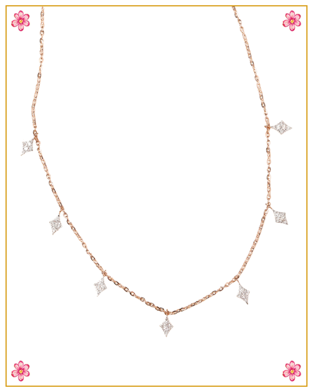 Rose Gold & diamond charm necklace