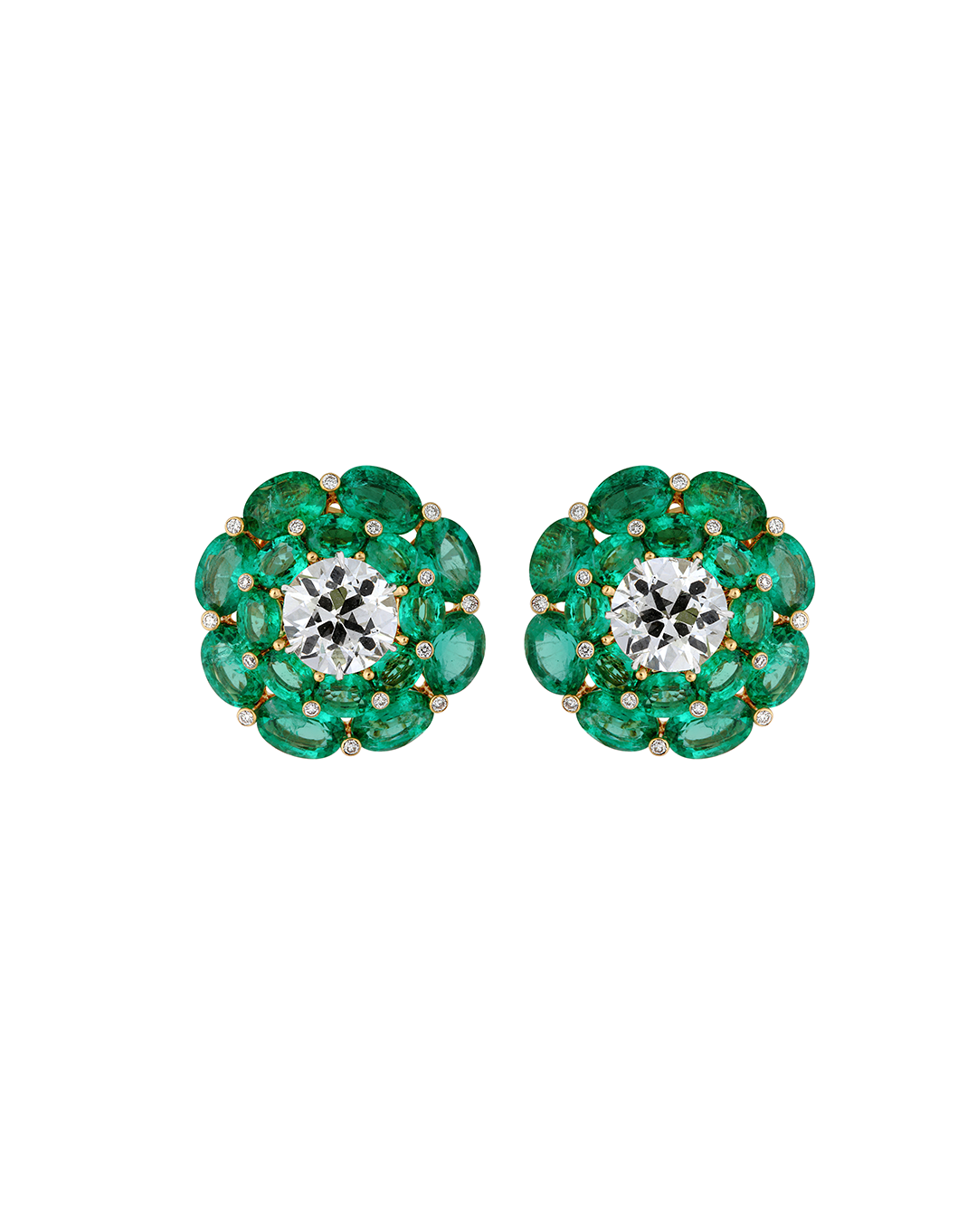 Emerald floral stud earrings