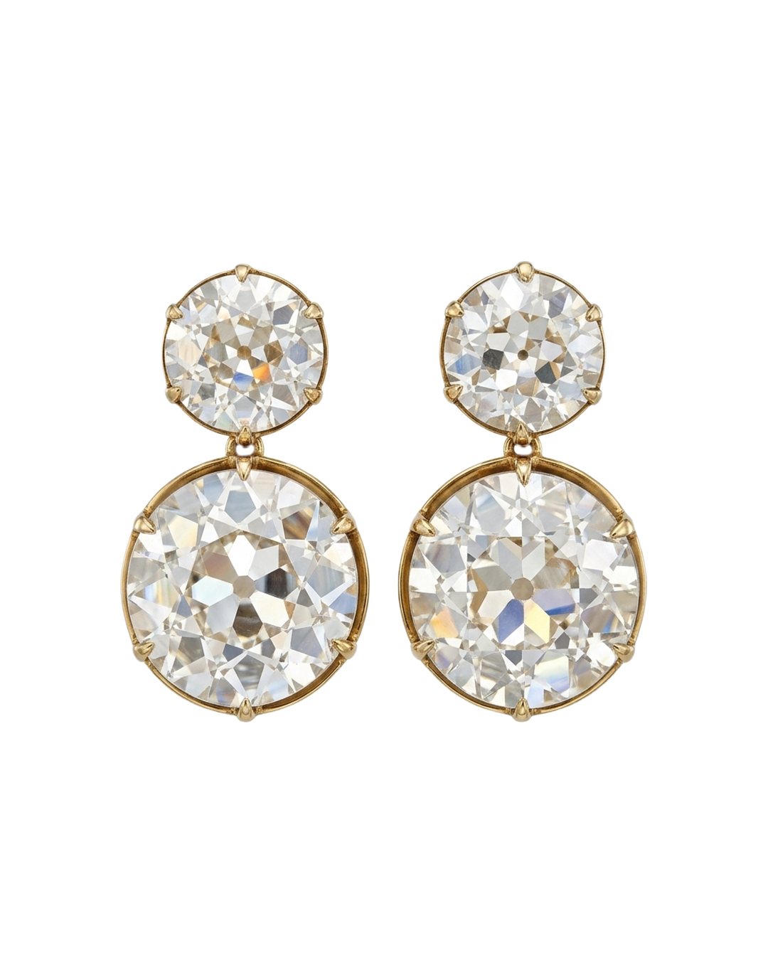 Old mine cut diamond drop earrings 